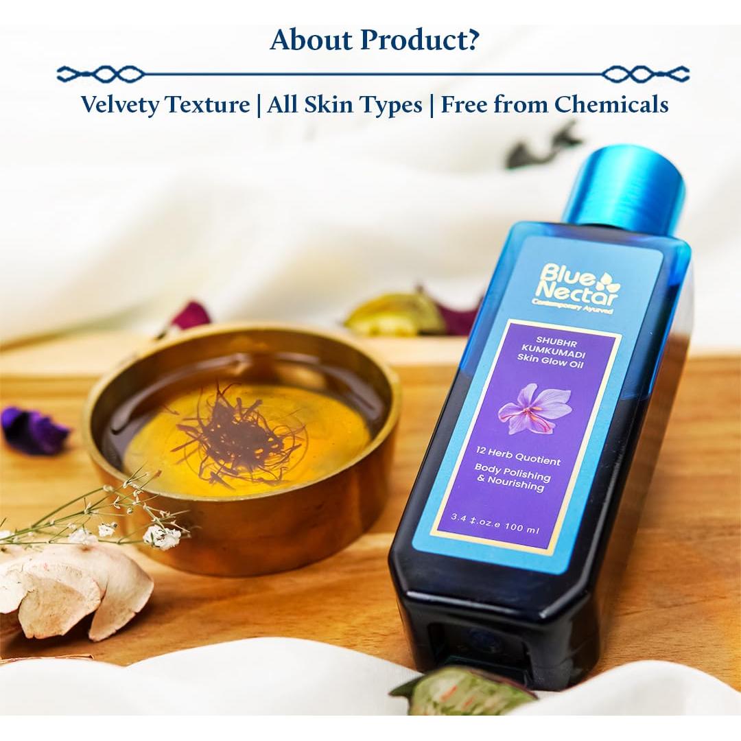 Aceite Corporal Kumkumadi Blue Nectar 200 ml - Hidratante y Radiante