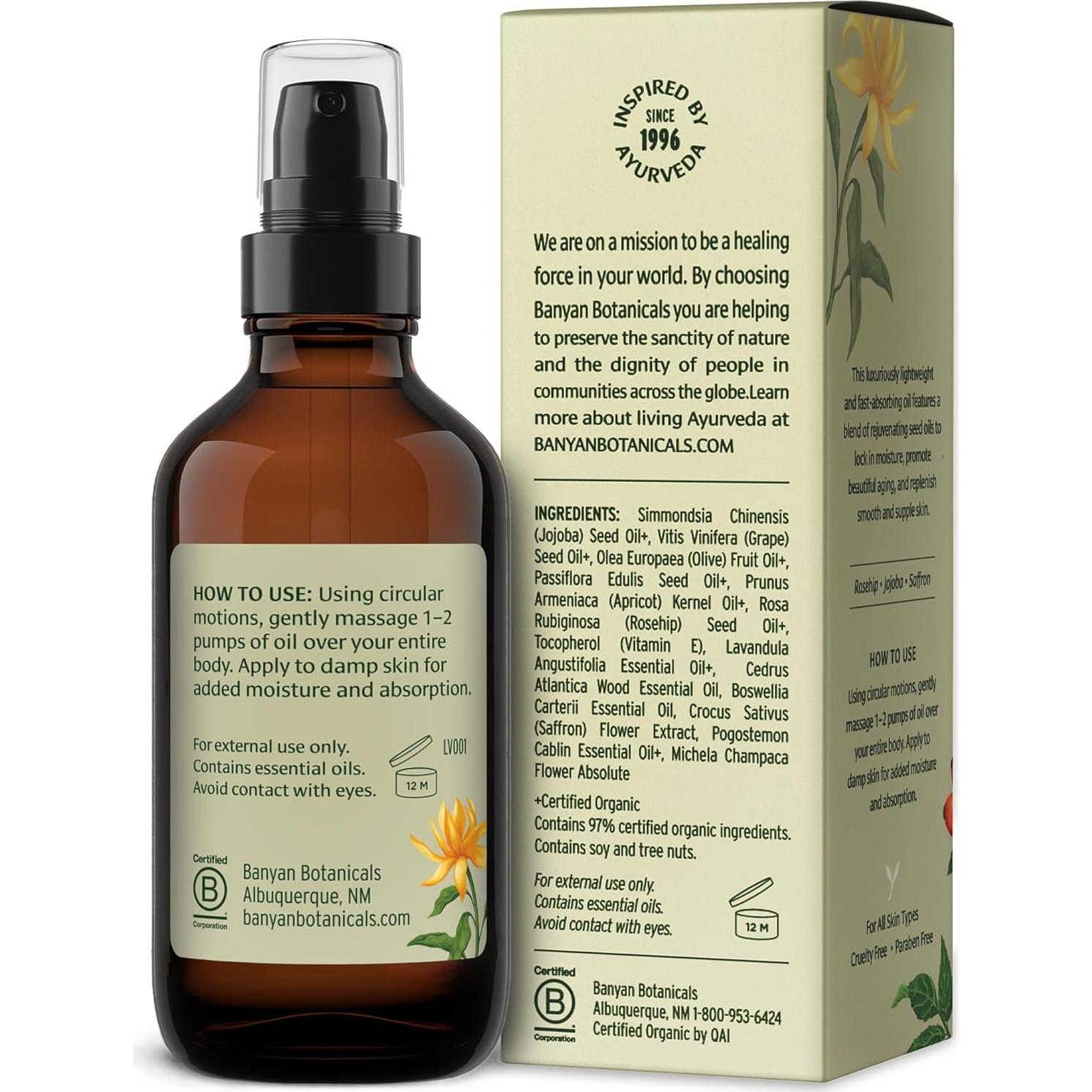 Aceite Corporal Ligero Banyan Botanicals 230 g - Cuidado Ayurvédico