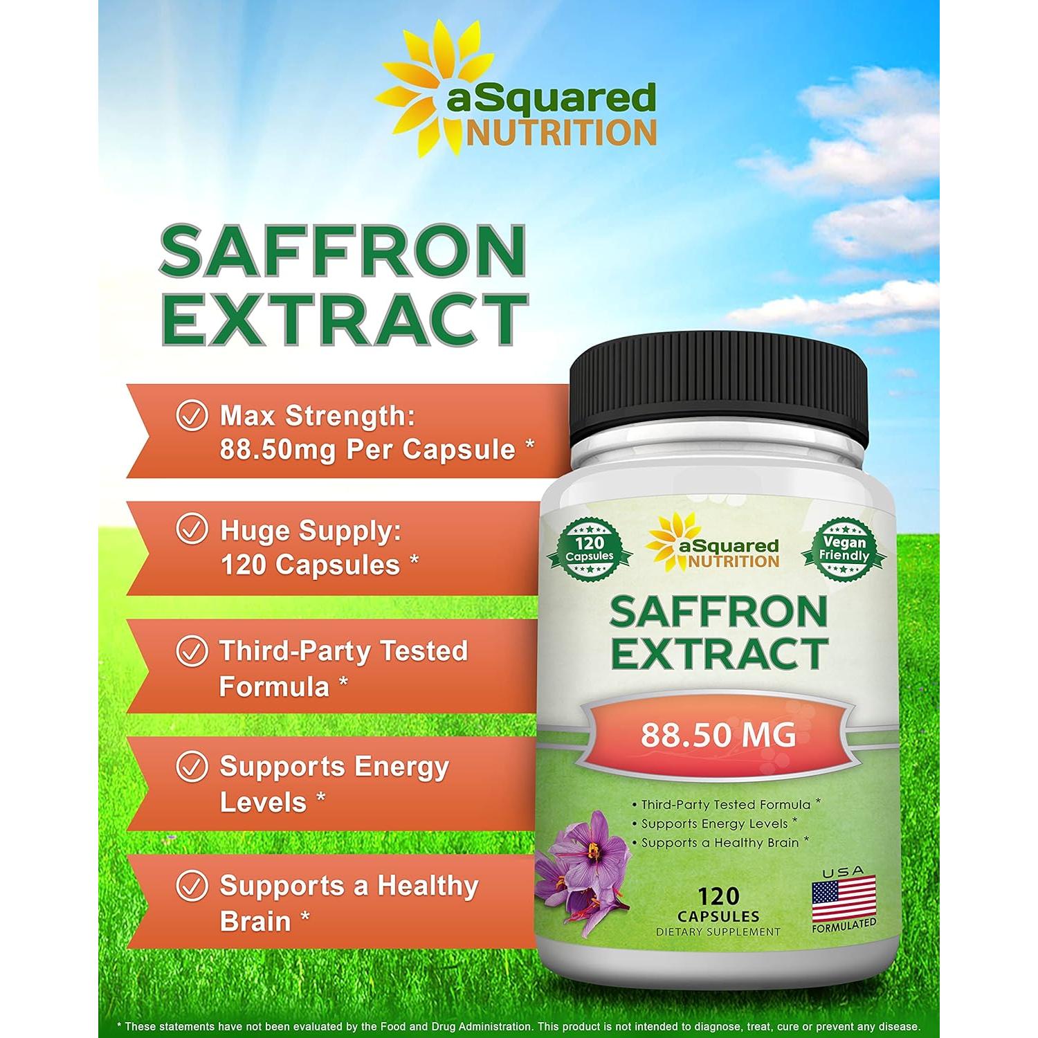 Suplemento de Azafrán aSquared Nutrition - 120 Cápsulas - 88.5mg