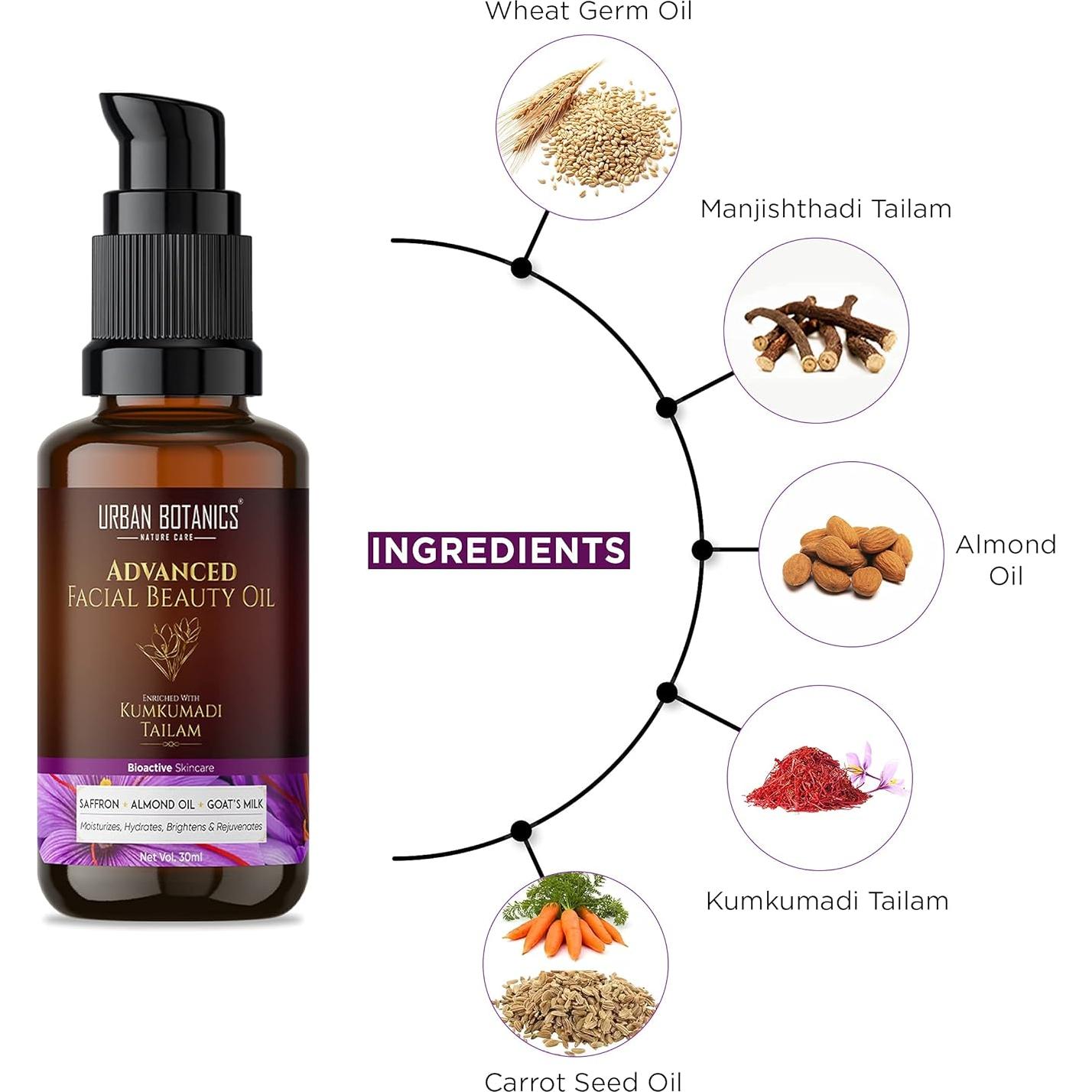 Aceite Kumkumadi UrbanBotanics 30ml - Antienvejecimiento y Aclarado