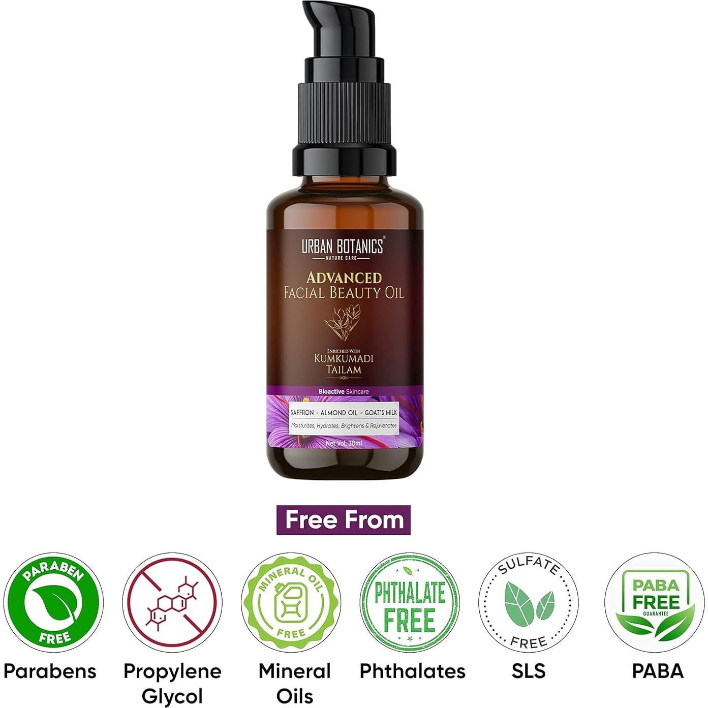 Aceite Kumkumadi UrbanBotanics 30ml - Antienvejecimiento y Aclarado