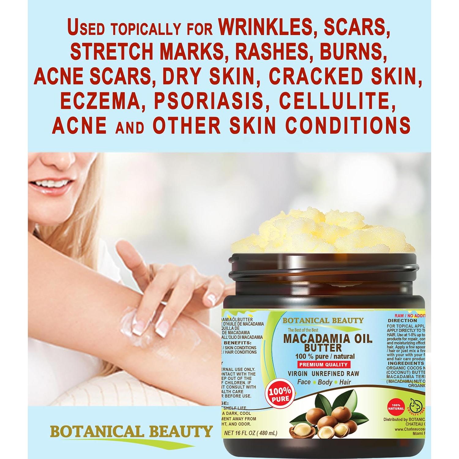 Manteca de Aceite de Macadamia 100% Pura Belleza Botánica 473 ml