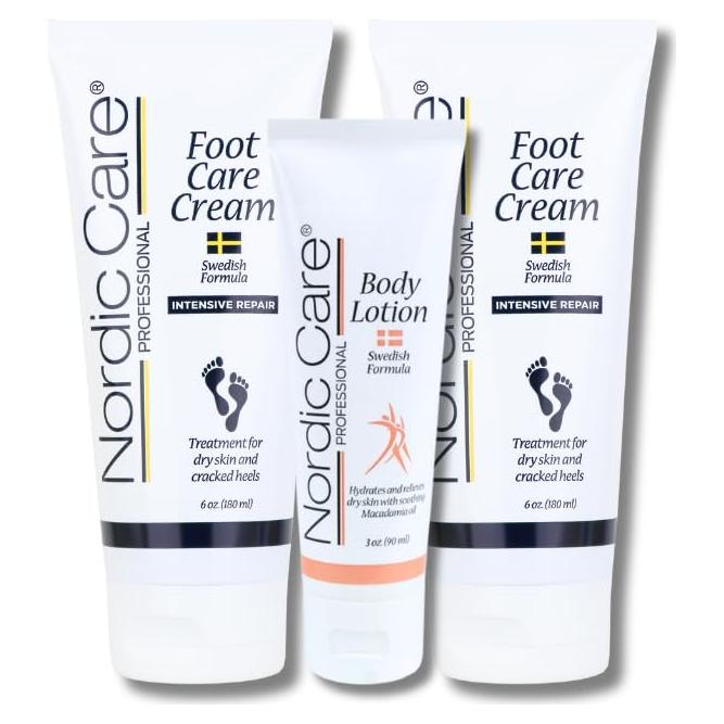 Paquete de Cuidado Corporal Nordic Care - 2 Cremas para Pies 170g y Loción 85g