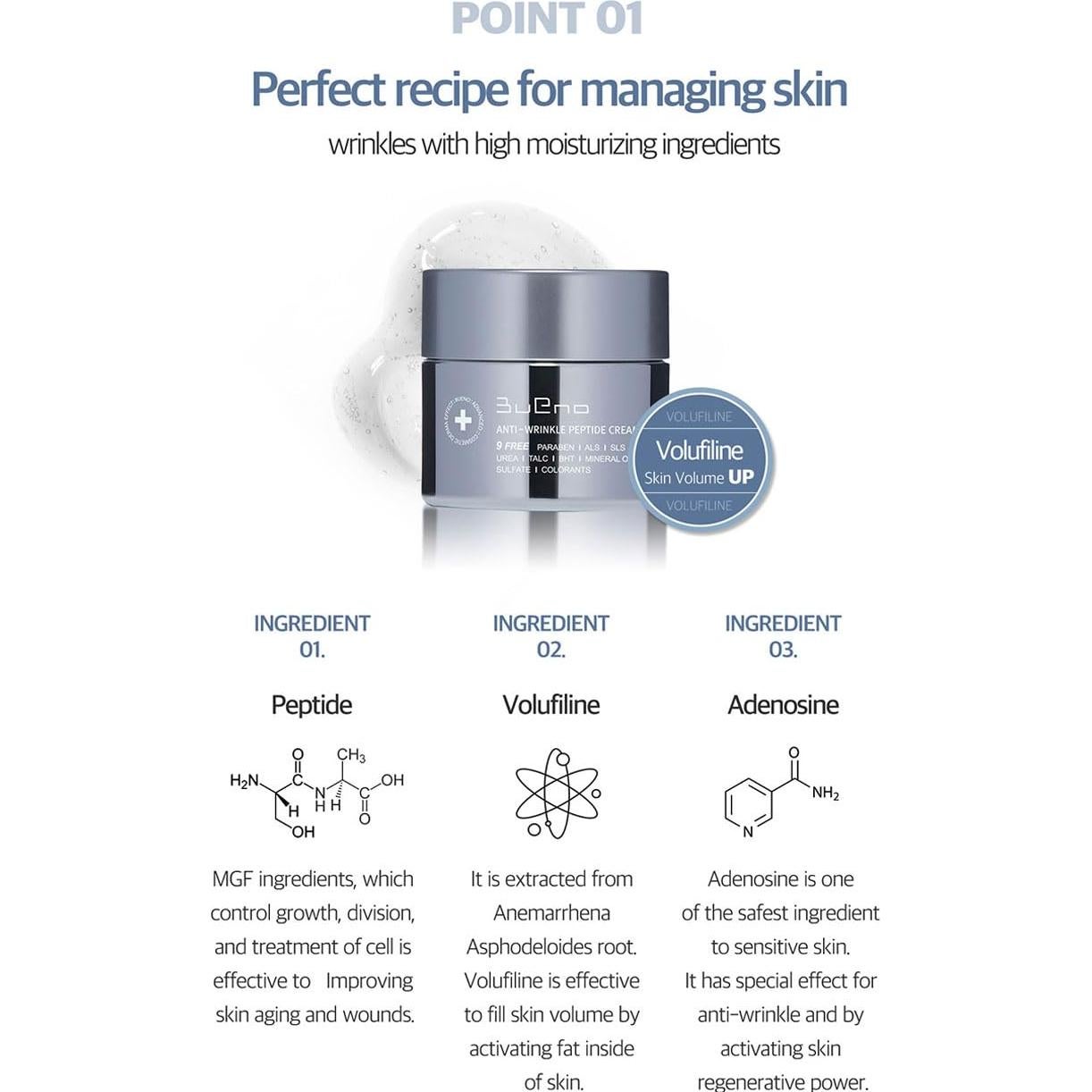 Crema Anti Arrugas Bueno Péptido 80g - Hidratante y Elástica