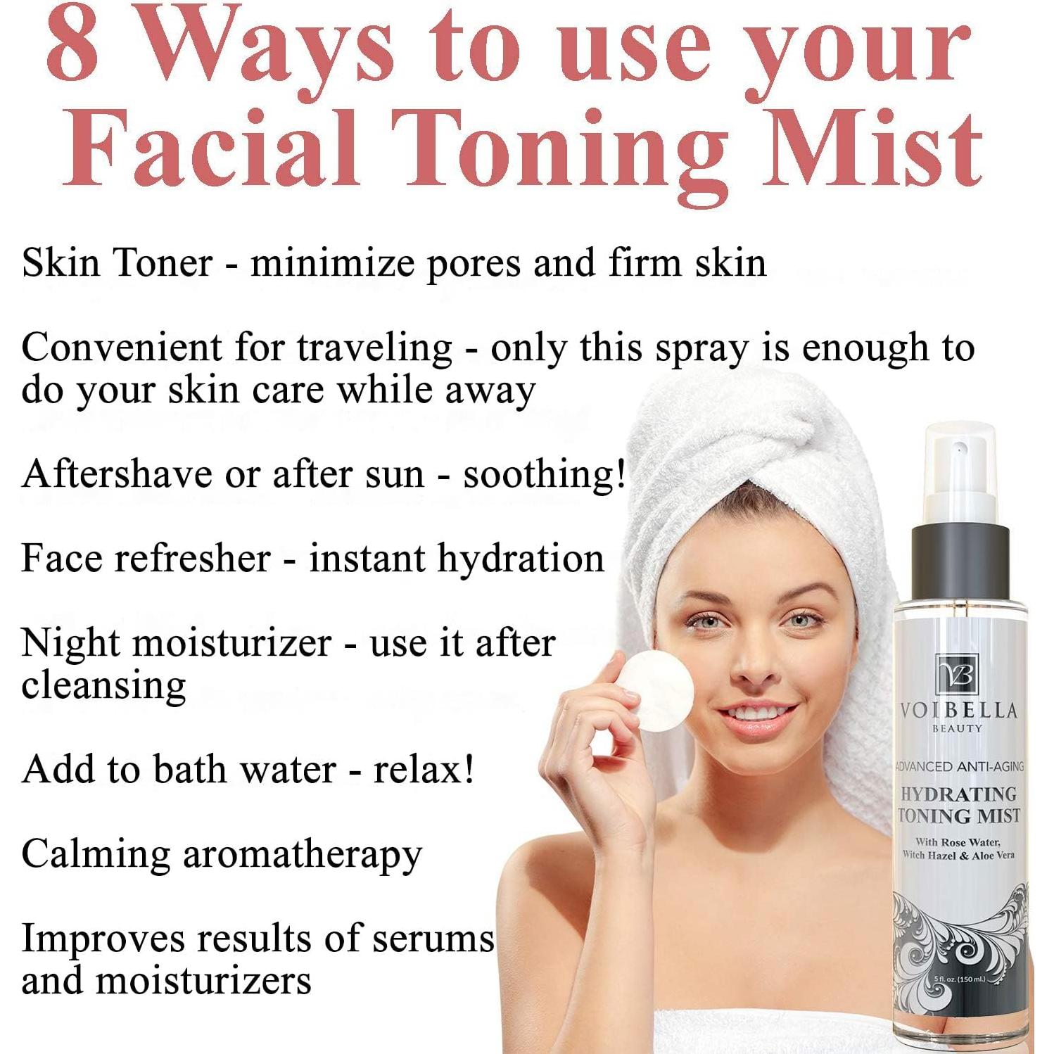 Tónico Hidratante Facial Voibella 148ml - Agua de Rosa y Aloe Vera