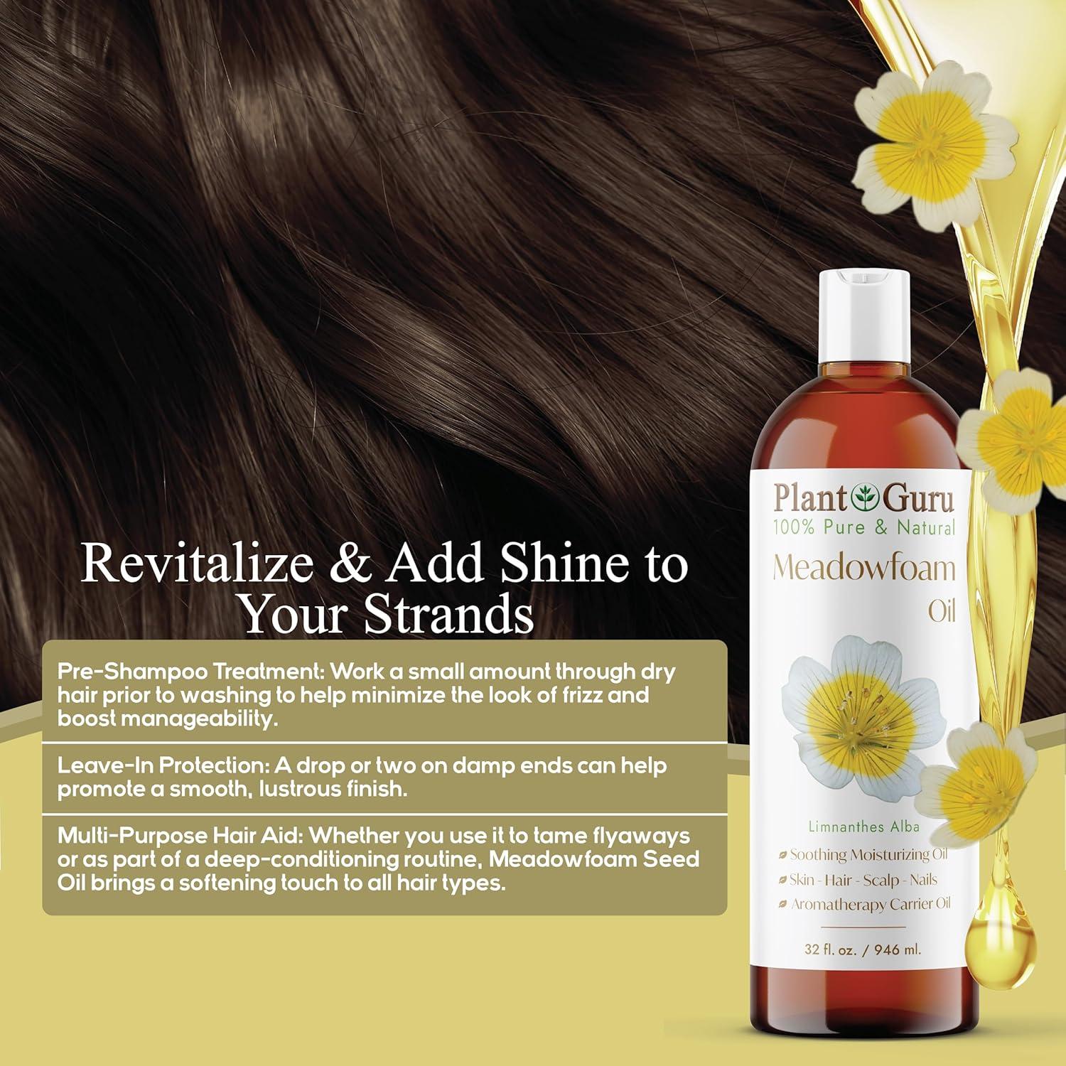 Aceite de Meadowfoam 60 ml Prensado en Frío 100% Puro Natural