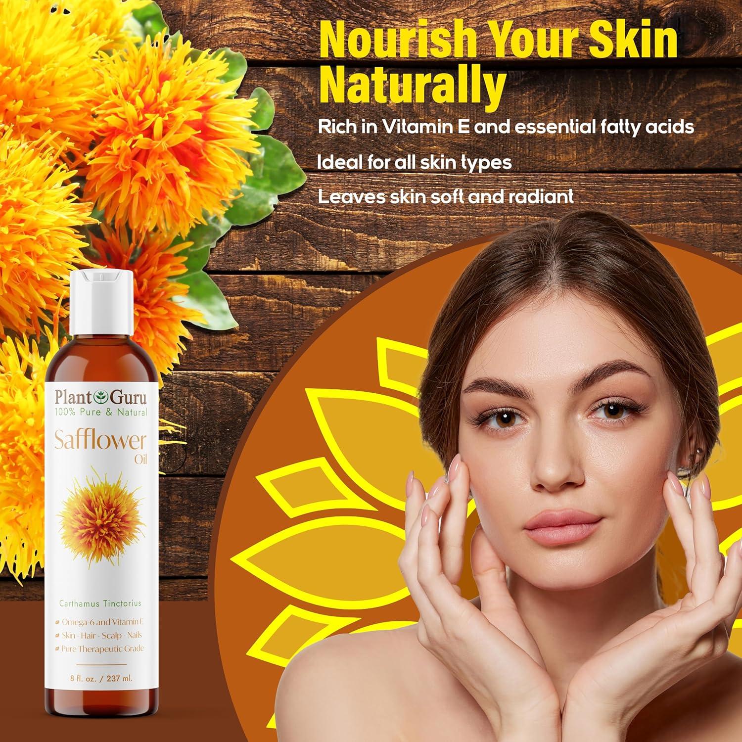 Aceite de cártamo 118 ml Plant Guru - 100% puro y prensado en frío