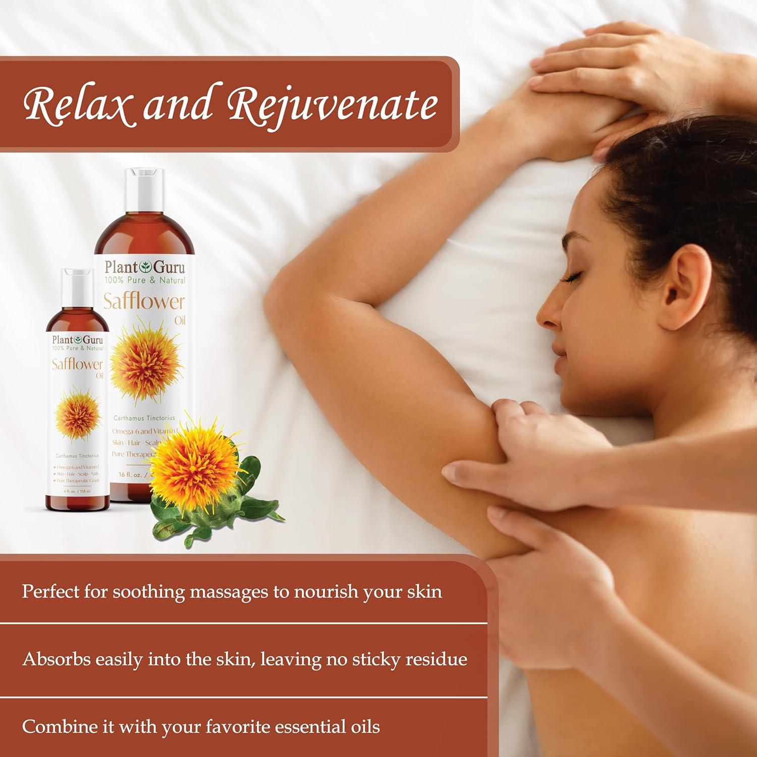 Aceite de cártamo 118 ml Plant Guru - 100% puro y prensado en frío