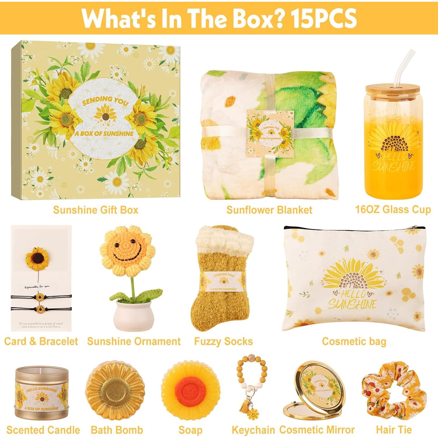 Canasta de Regalo de Girasol DORBOKER 15 Piezas Bienestar