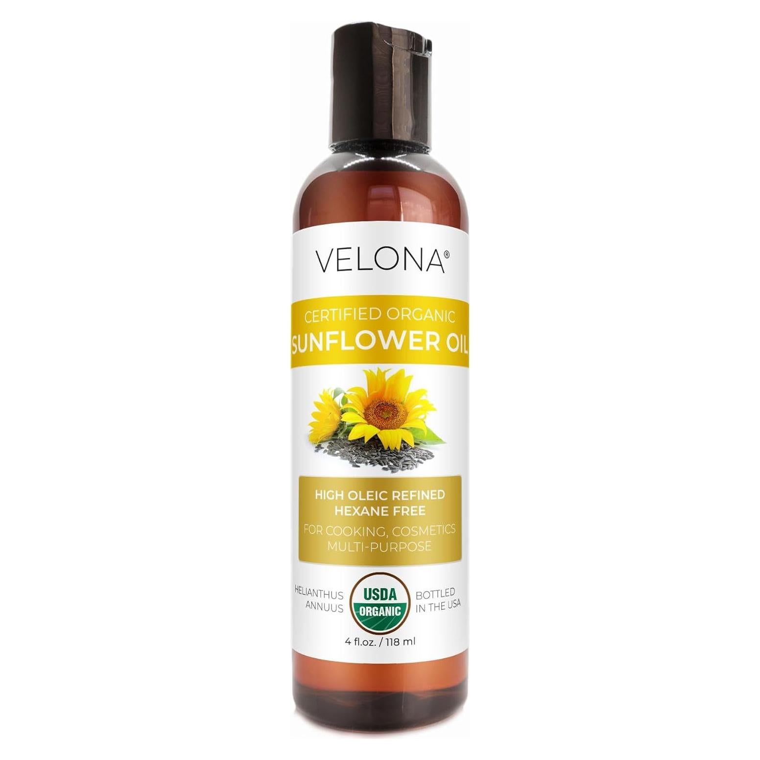 Aceite de Girasol Orgánico Velona 118 ml - 100% Puro y Natural