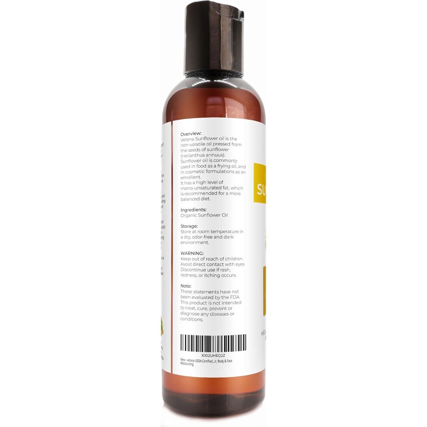 Aceite de Girasol Orgánico Velona 118 ml - 100% Puro y Natural
