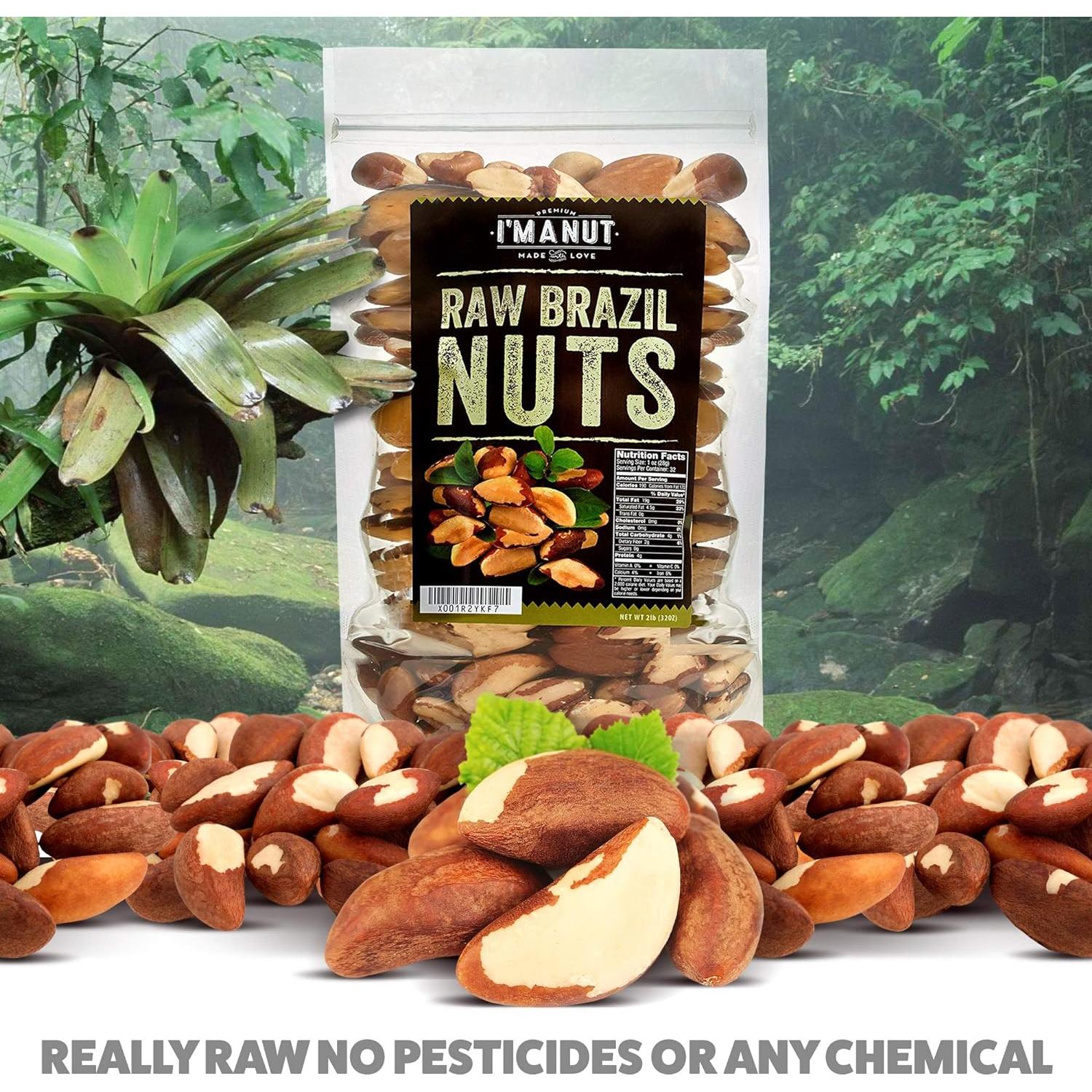 Nueces de Brasil Crudas 454 g | Veganas y Sin Gluten | Bolsa Reutilizable