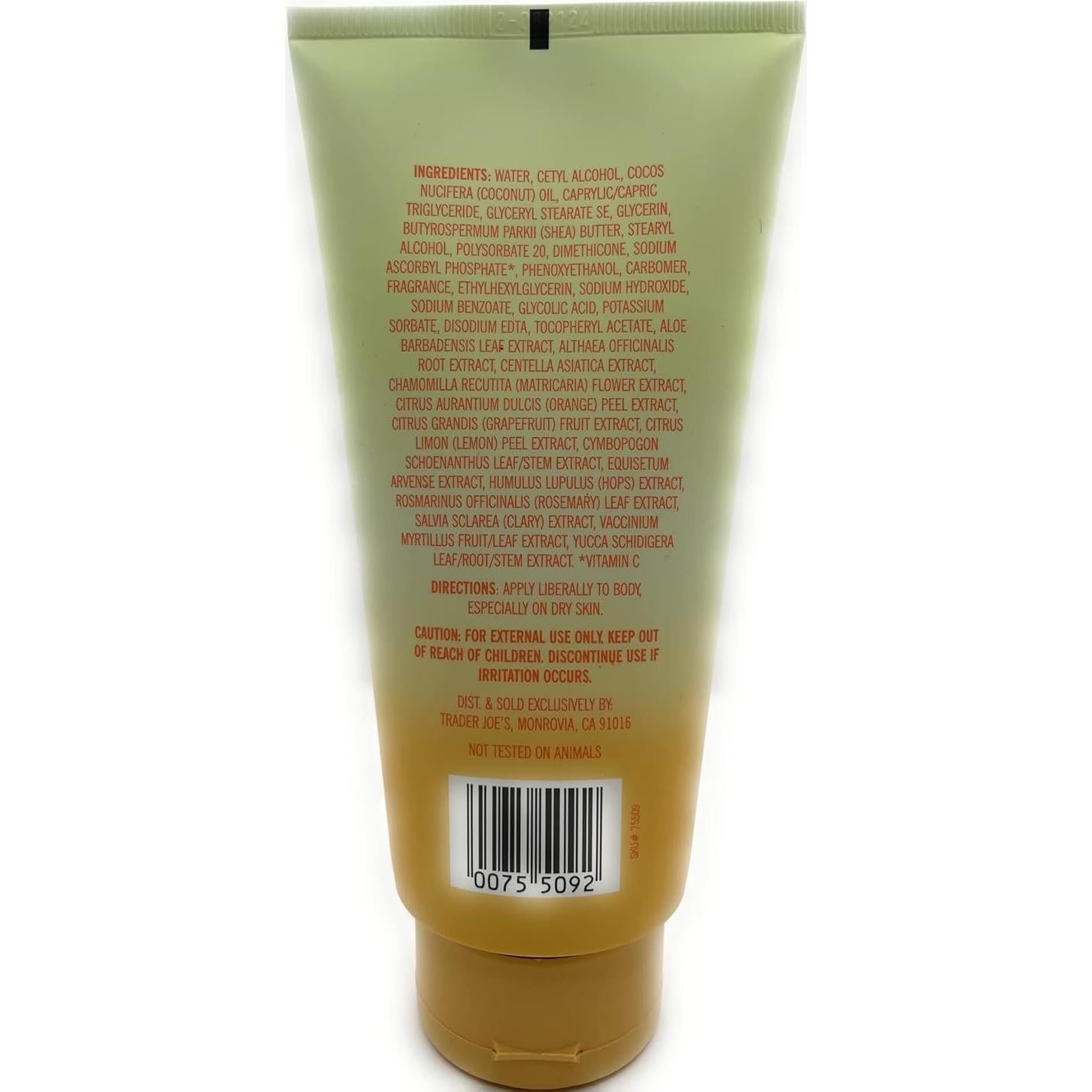 Manteca Corporal Reafirmante Trader Joe's 226.8 g Vitamina C