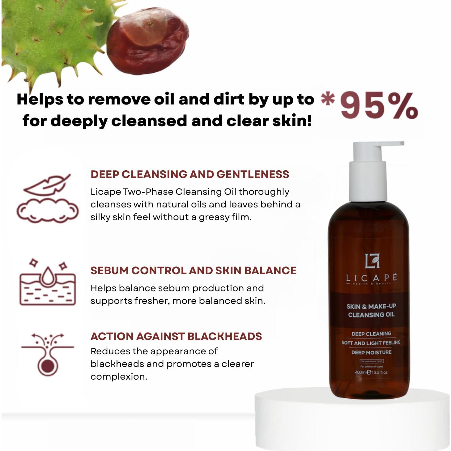 Aceite Desmaquillante Doble Fase Licape 400ml Niacinamida