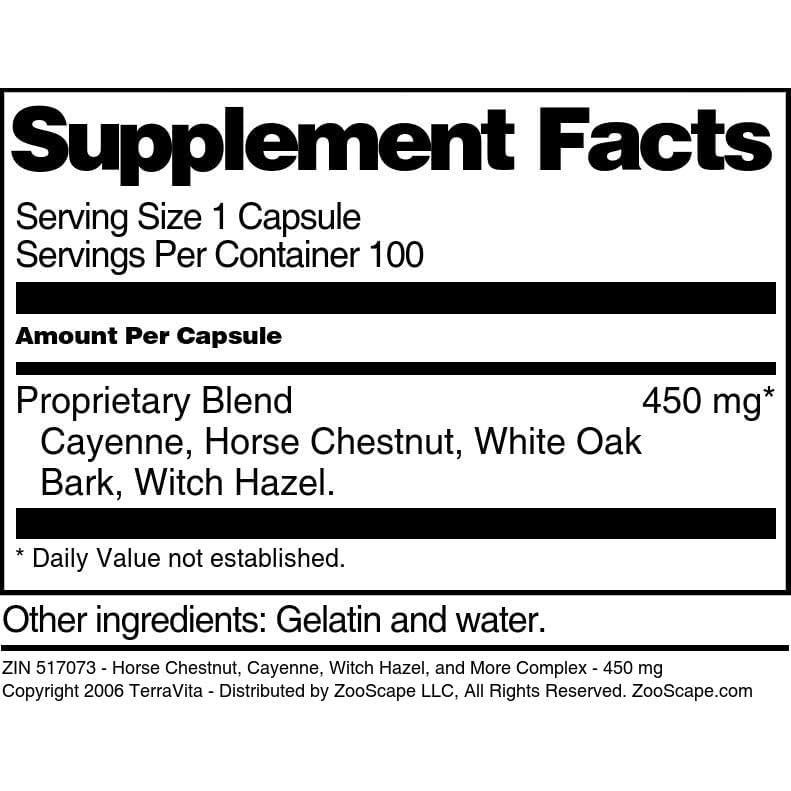 Cápsulas de Castaño de Indias y Hamamelis TerraVita 450 mg - 100 Unidades