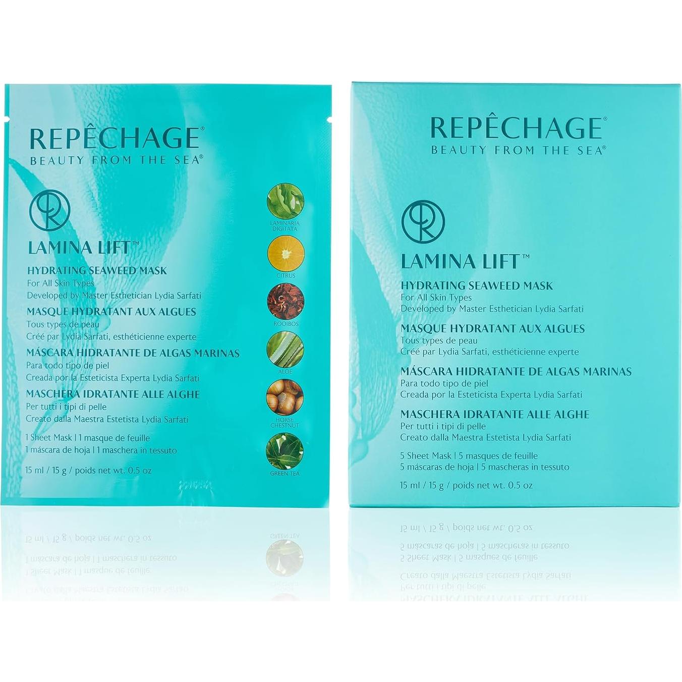 Mascarilla Facial Hidratante Repechage Laminaria Digitata - Paquete de 5