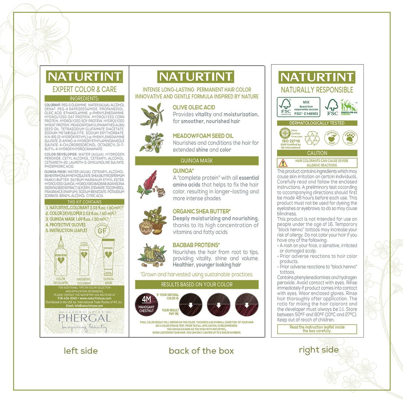 Color de Cabello Permanente Naturtint 4M Castaño Caoba 210g