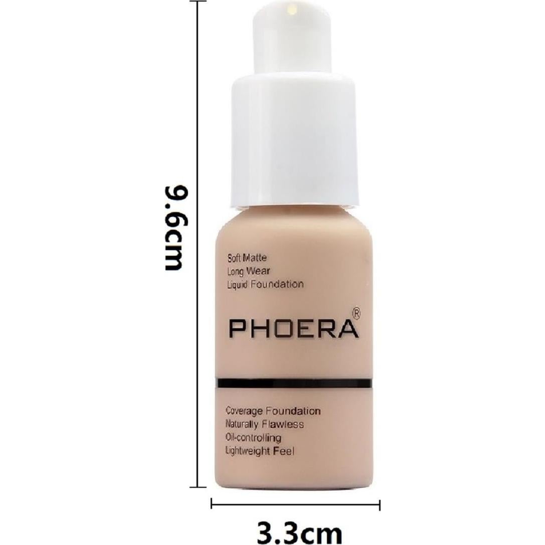 Base Líquida Mate Suave PHOERA 50g Castaño Resistente al Agua