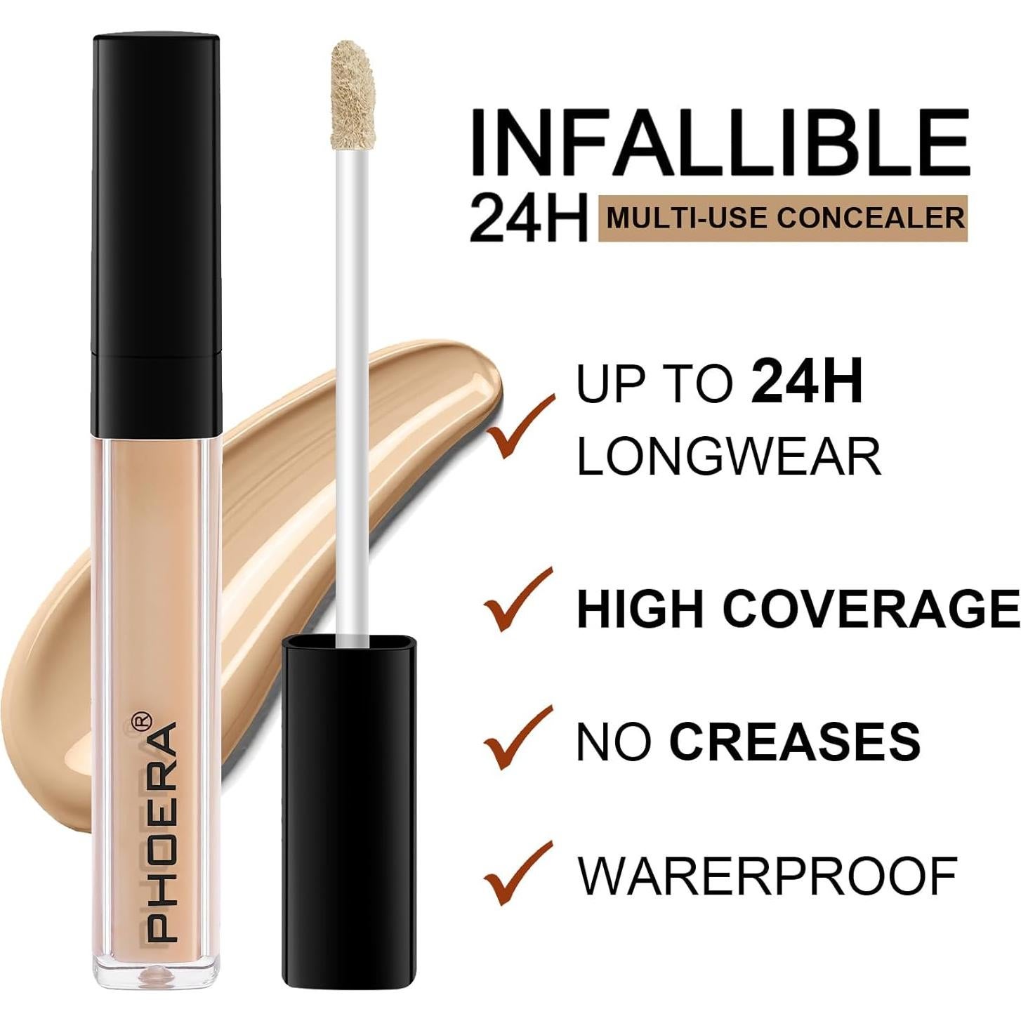 Corrector Líquido PHOERA 28.35g Castaño Cobertura Completa