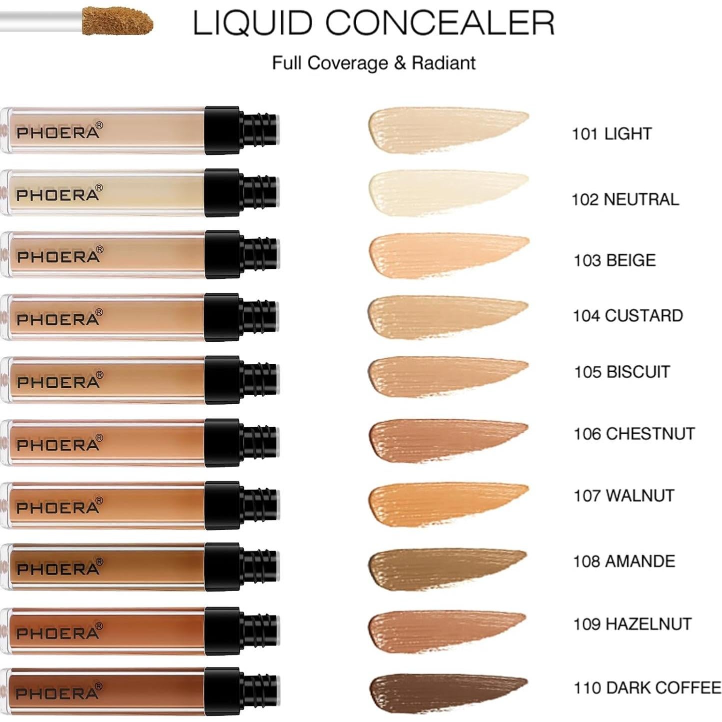 Corrector Líquido PHOERA 28.35g Castaño Cobertura Completa