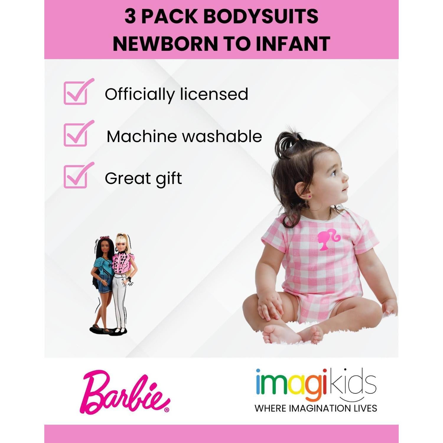 Body para Bebé Barbie Paquete de 3 Tallas 0-24 Meses
