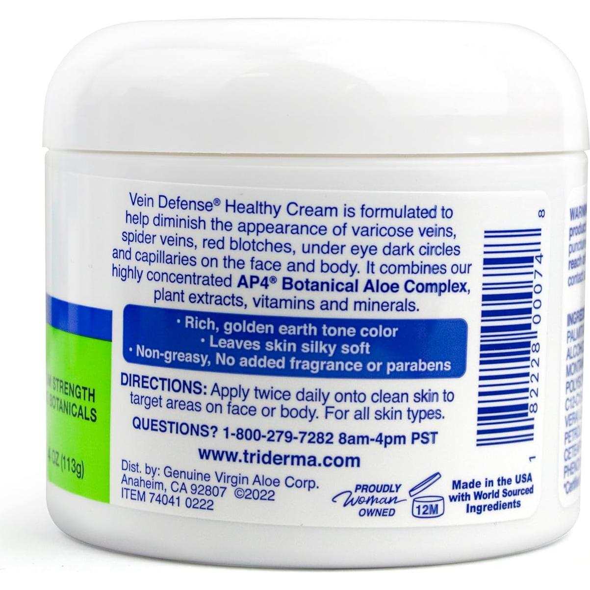 Crema Vein Defense TriDerma 113.4 g - Alivio Venas Araña