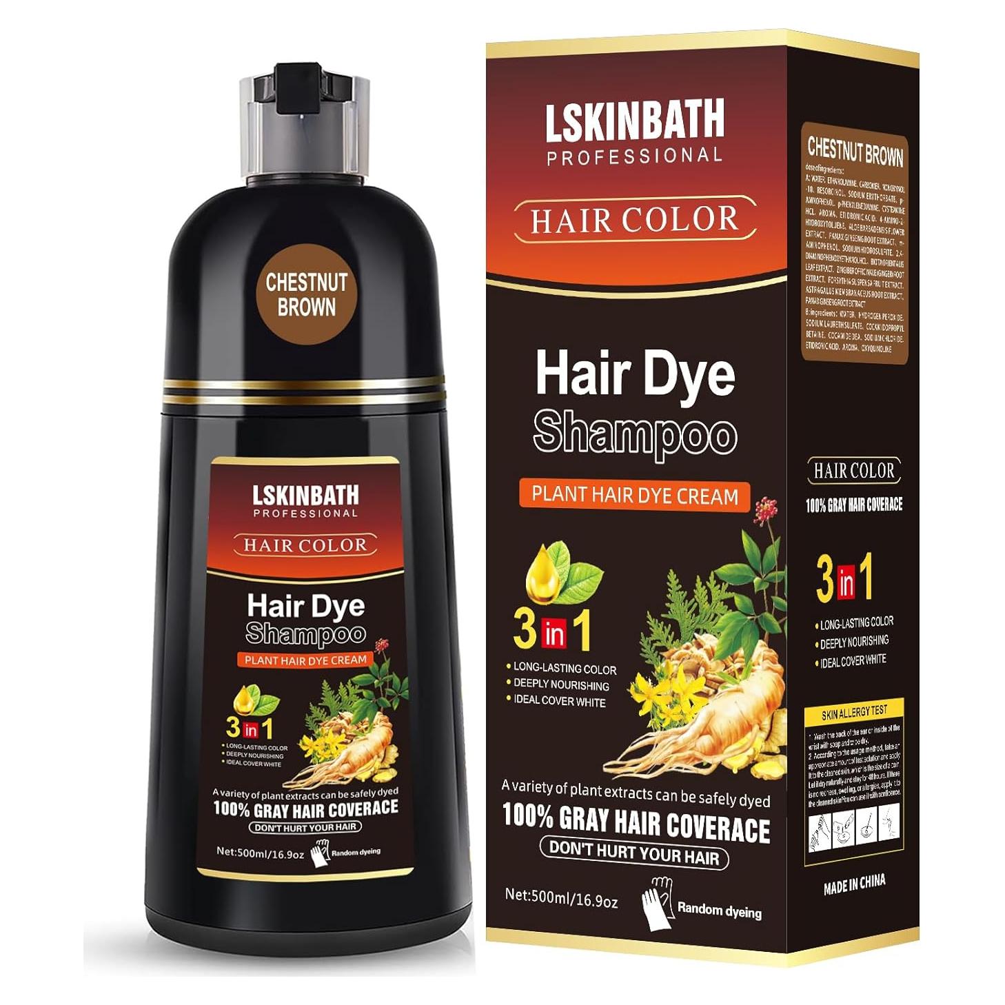 Champú Tinte 3 en 1 Herbal 500ml Marrón Castaño - Cobertura Canas