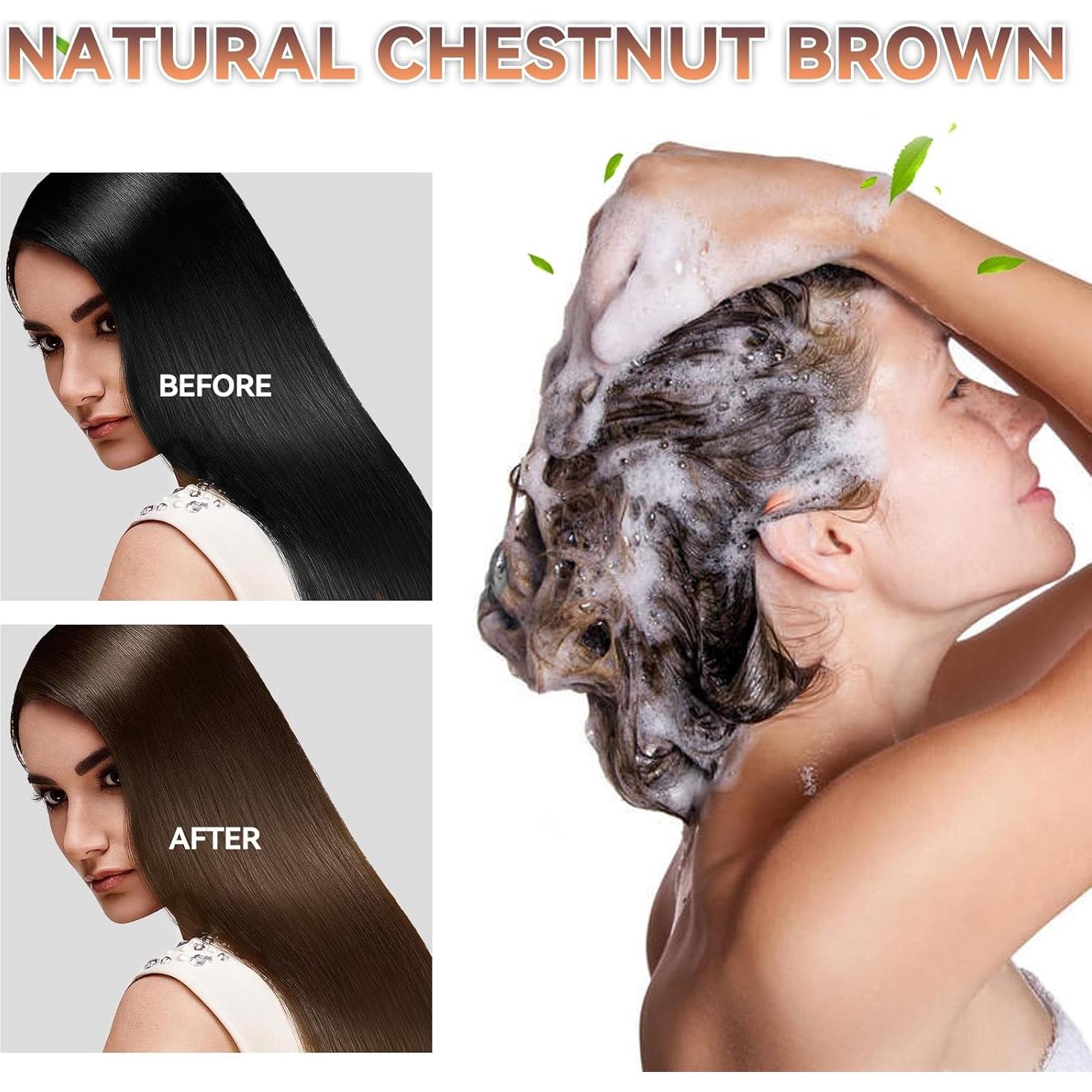 Champú Tinte 3 en 1 Herbal 500ml Marrón Castaño - Cobertura Canas