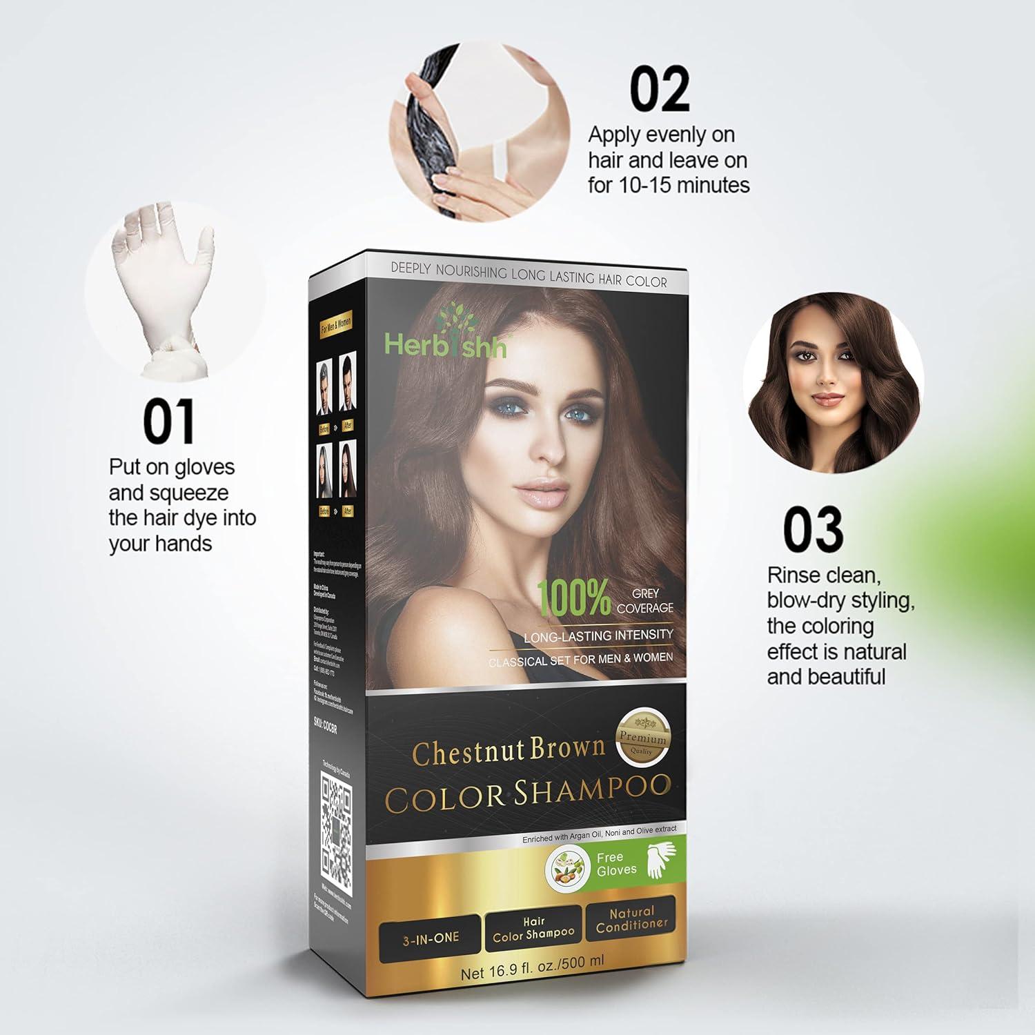 Champú Tinte Natural Herbishh 500ml Castaño Claro - Sin Amoníaco