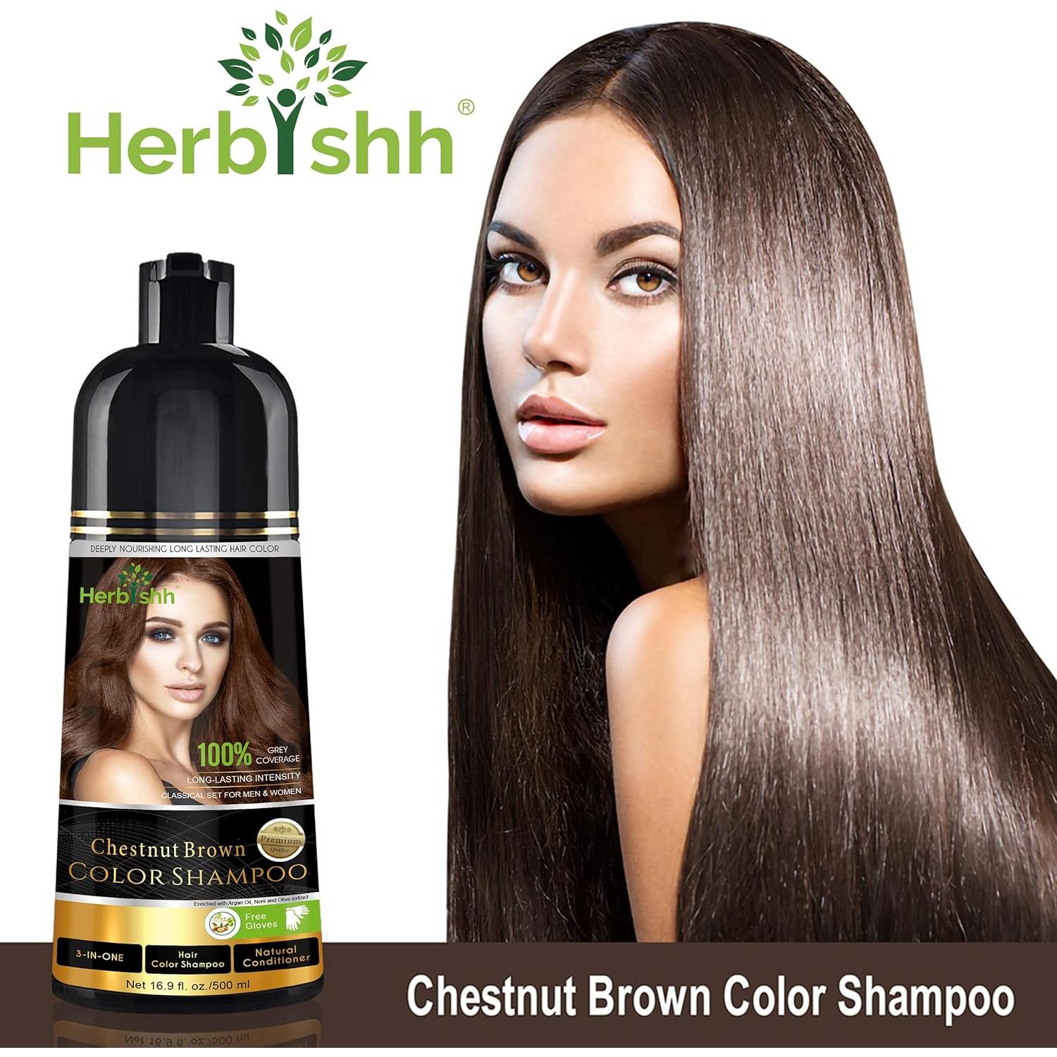 Champú Tinte Natural Herbishh 500ml Castaño Claro - Sin Amoníaco