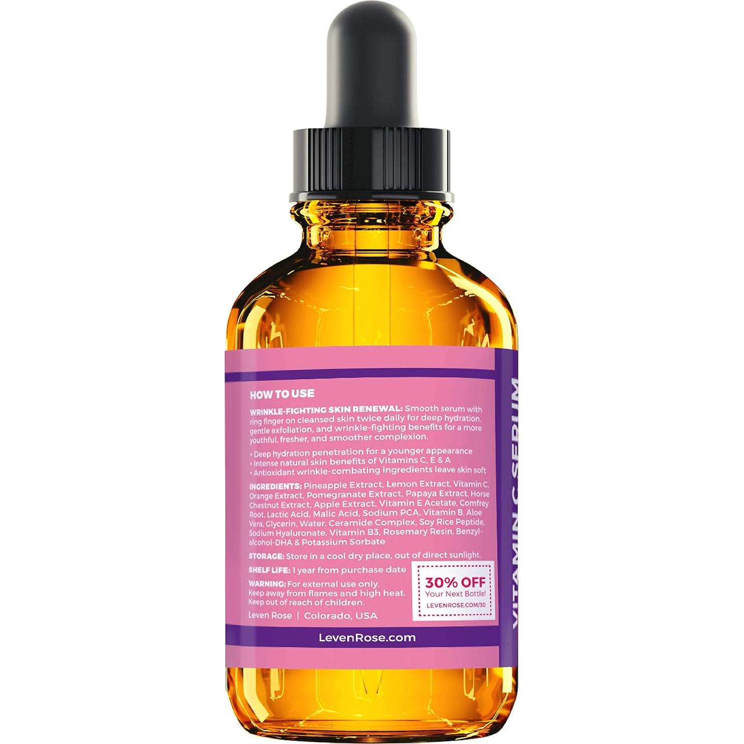 Suero Iluminador de Vitamina C Leven Rose 29.57 ml Antienvejecimiento