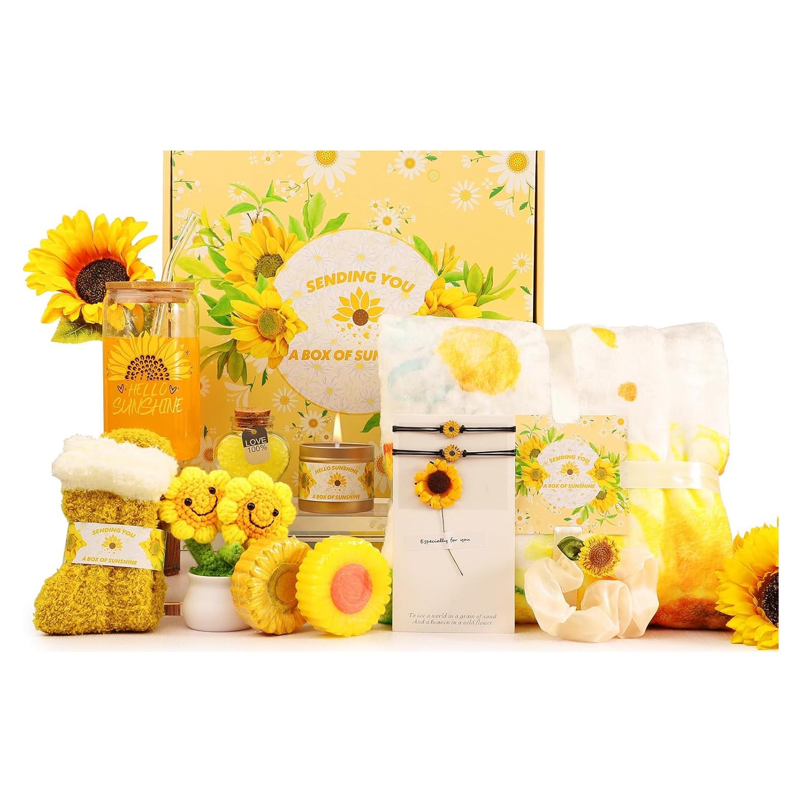 Caja de Regalo de Girasol TOPPTIK con Manta y Spa 30x30cm