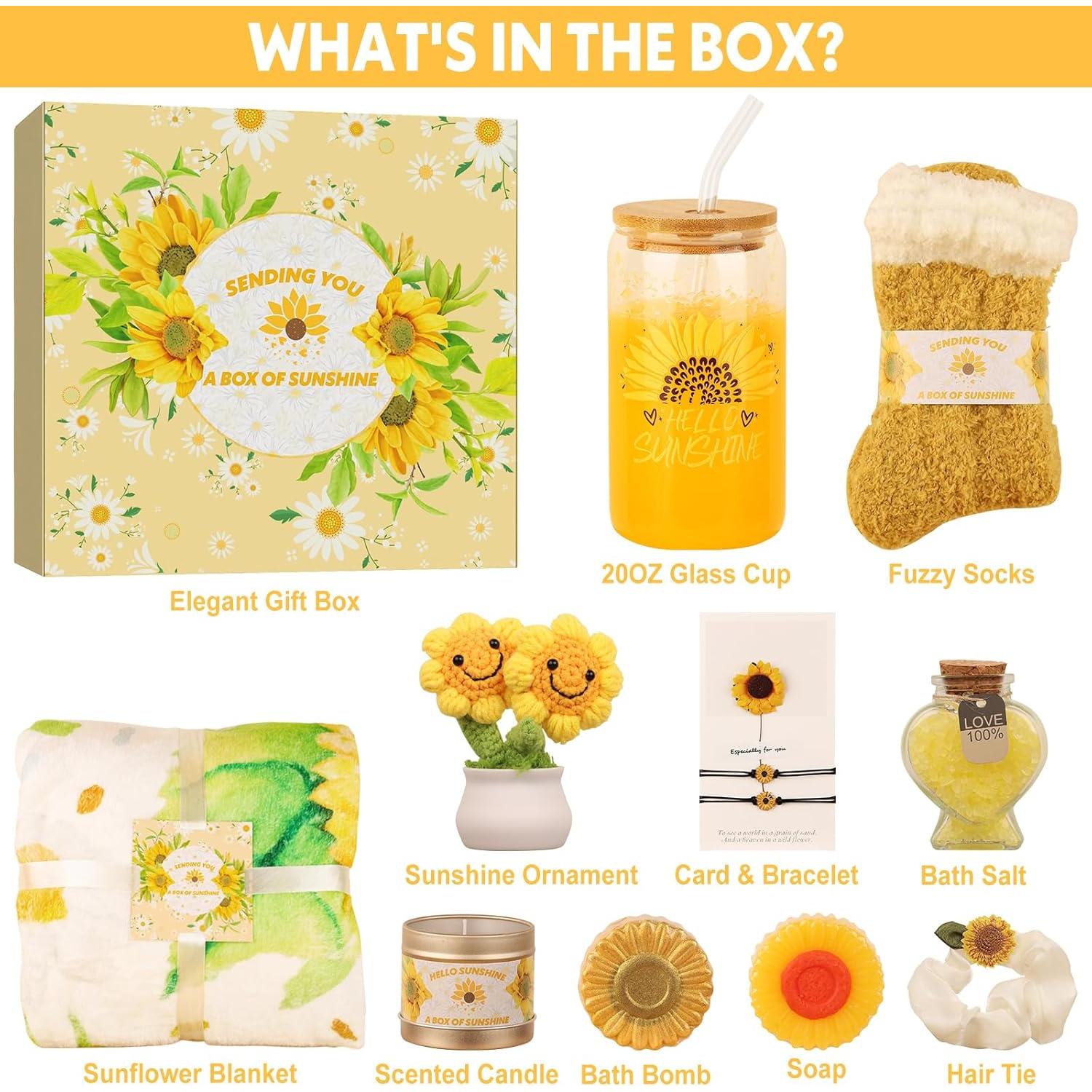 Caja de Regalo de Girasol TOPPTIK con Manta y Spa 30x30cm