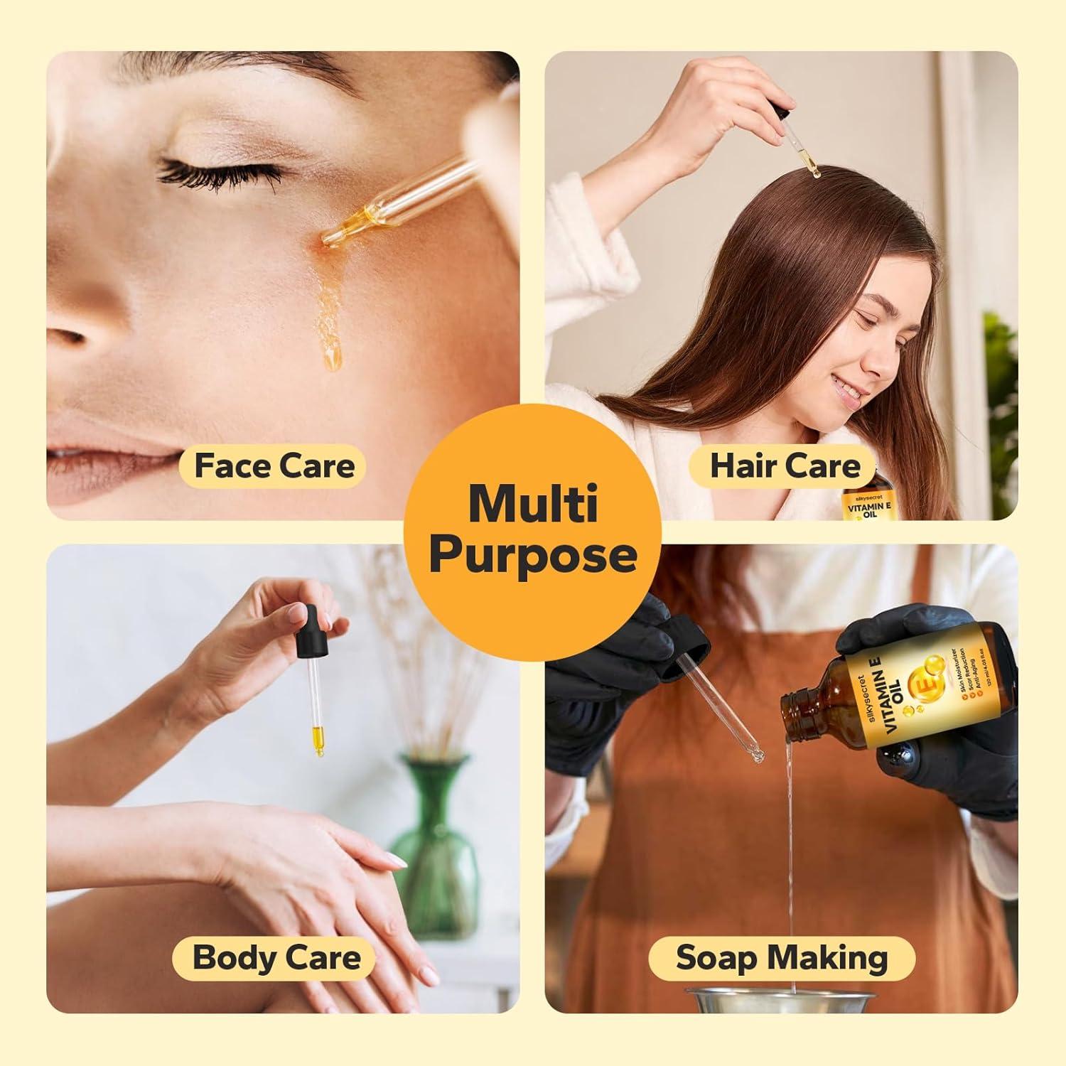 Aceite de Vitamina E Orgánico SilkySecret 120 ml Hidratante Facial y Corporal