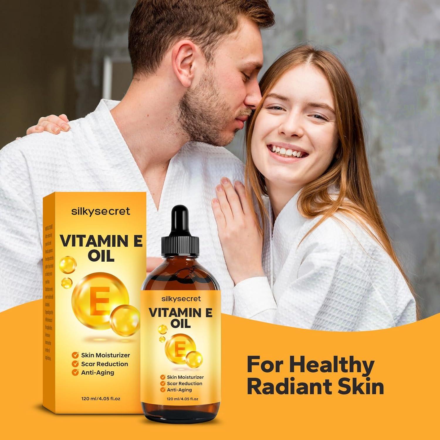 Aceite de Vitamina E Orgánico SilkySecret 120 ml Hidratante Facial y Corporal