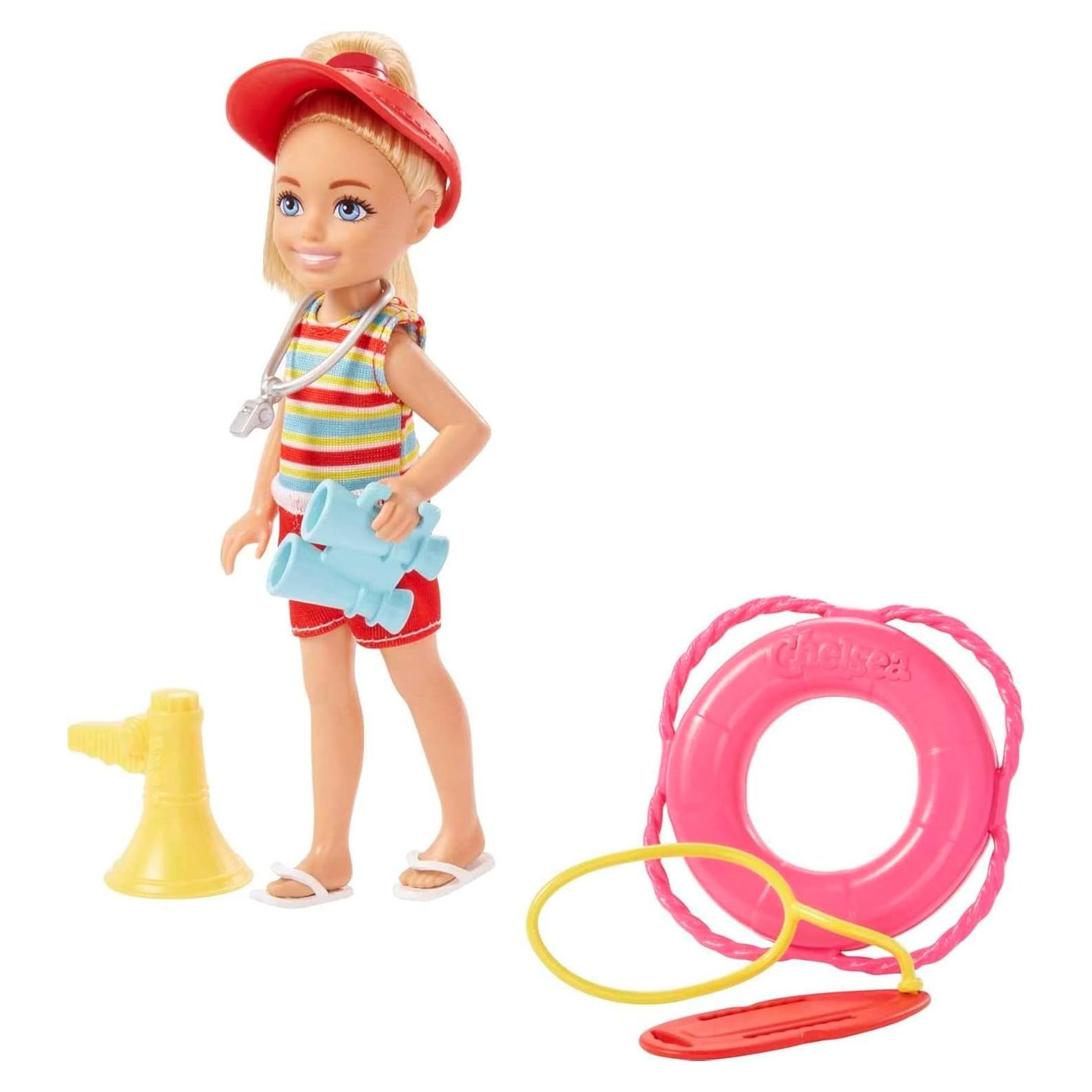 Muñeca Chelsea Puede Ser Salvavidas Mattel con 6 Accesorios
