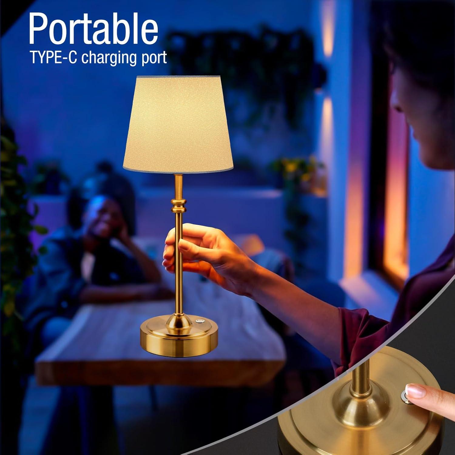 Lámpara Inalámbrica ONEWISH 4000mAh Regulable Dorada