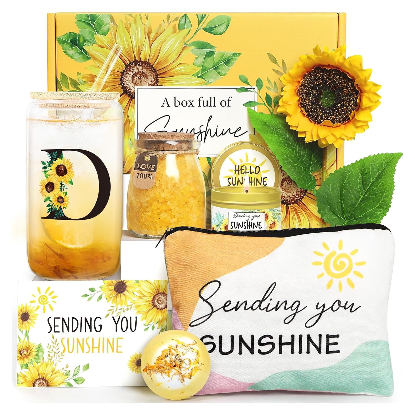 Cesta de Regalo de Girasol Frerdui con Vaso Inicial D