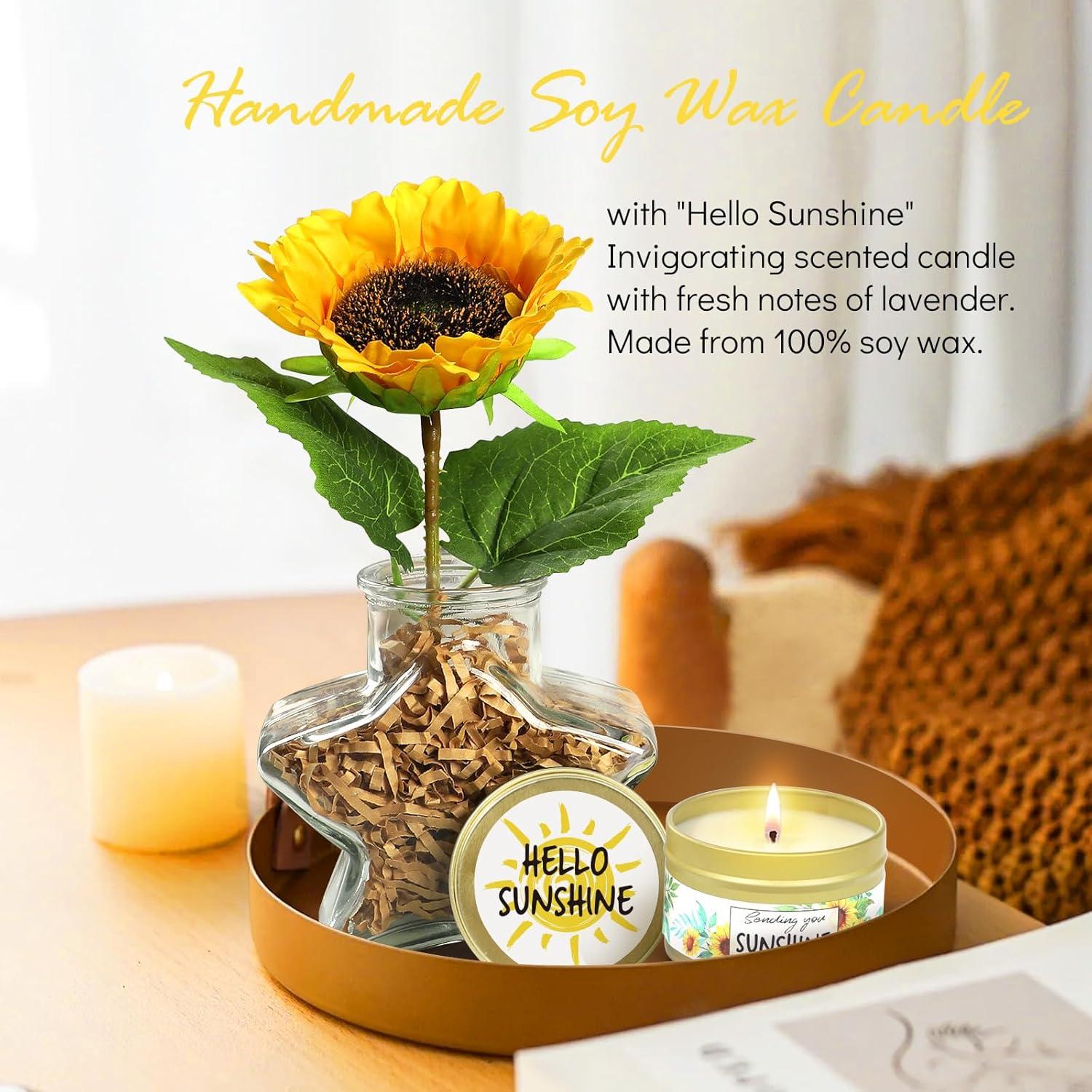 Cesta de Regalo de Girasol Frerdui con Vaso Inicial D