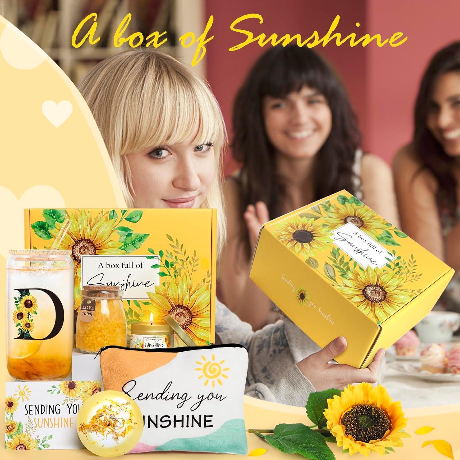 Cesta de Regalo de Girasol Frerdui con Vaso Inicial D