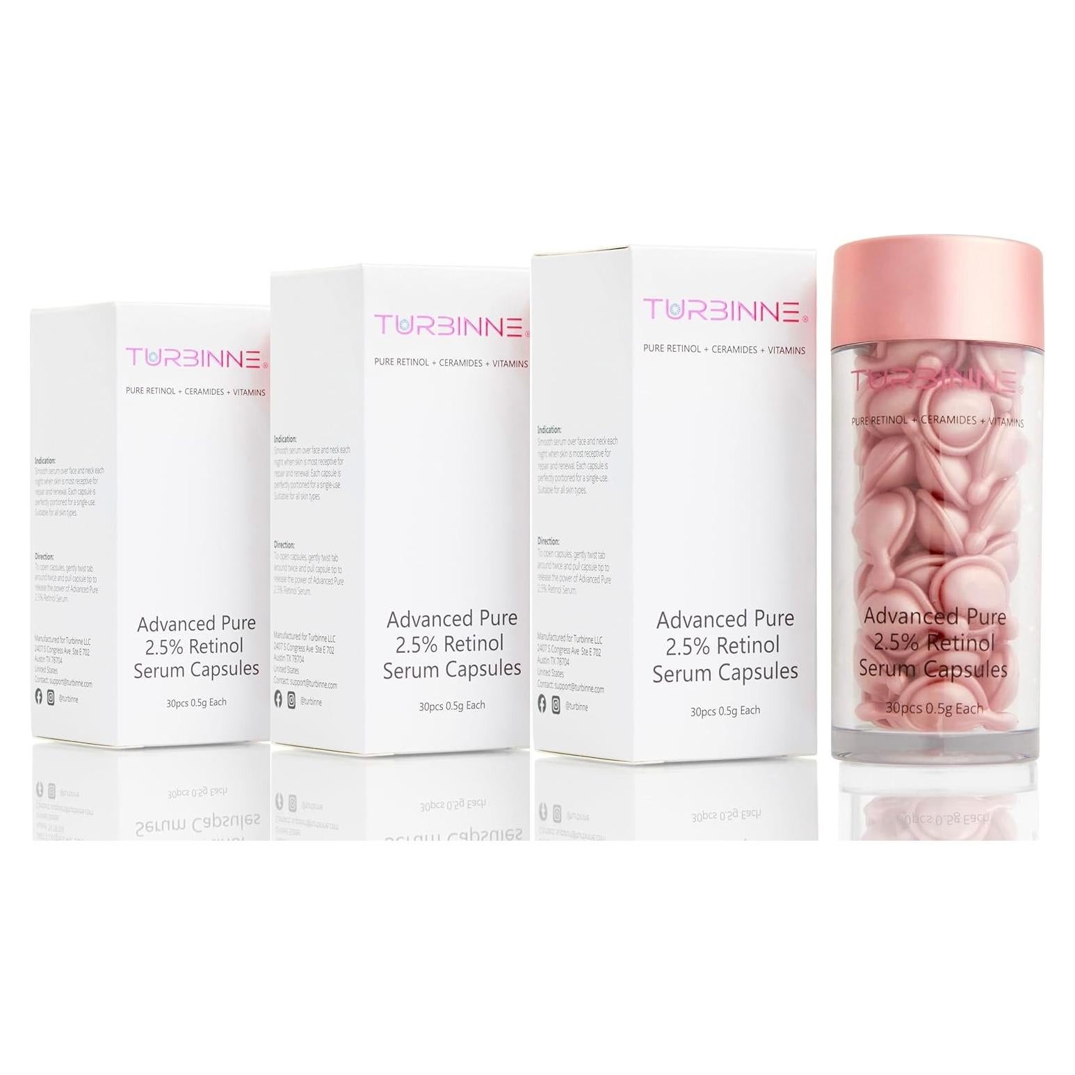 Cápsulas de Suero de Retinol Puro 2.5% Turbinne - 30 Aplicaciones