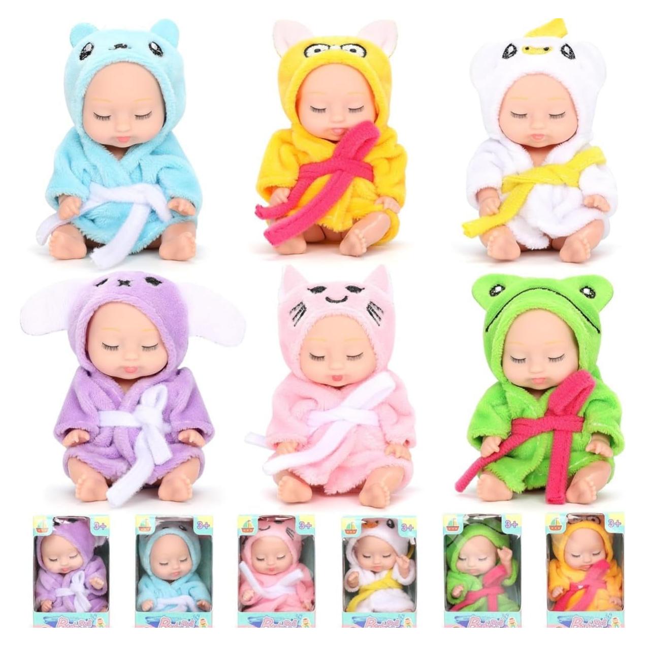 Conjunto 6 muñecas bebé TISDEN mini 10.9 cm pijamas