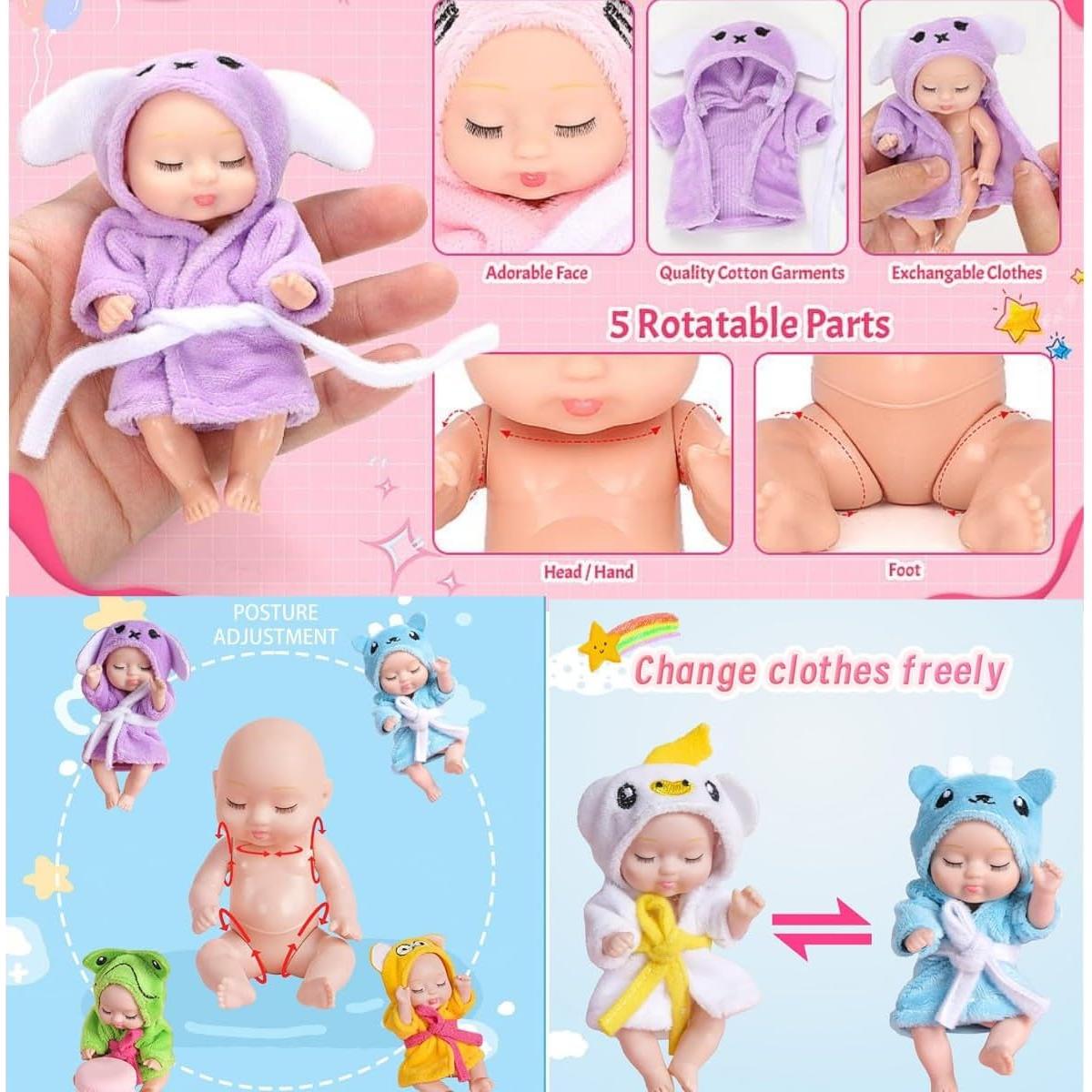 Conjunto 6 muñecas bebé TISDEN mini 10.9 cm pijamas