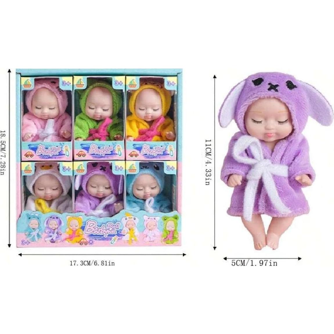 Conjunto 6 muñecas bebé TISDEN mini 10.9 cm pijamas