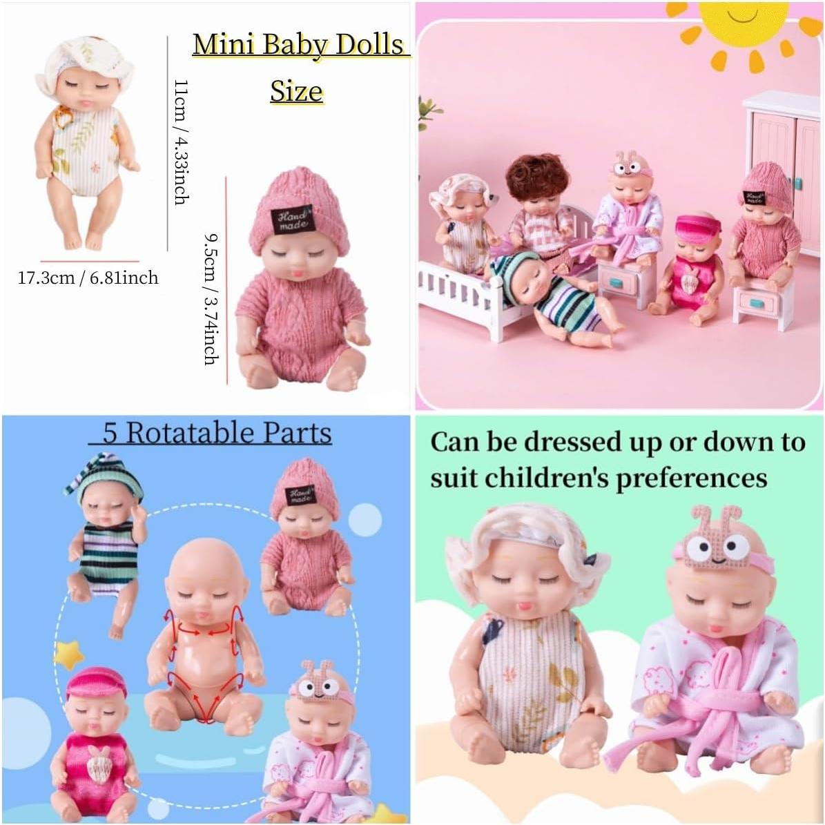 Set de 6 muñecas mini TISDEN de 10 cm con ropa única