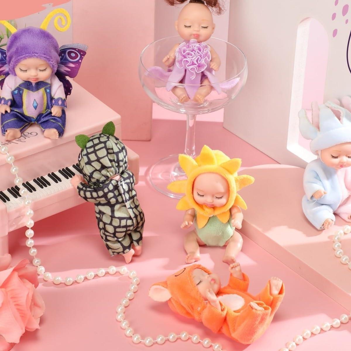 Set de 6 muñecas bebé mini TISDEN 10.9 cm estilo Bosque