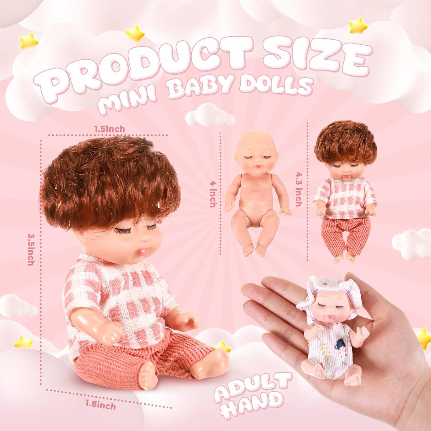 Muñecas Bebé Realistas Hanaive 10 Pcs 11 cm Ropa Variada