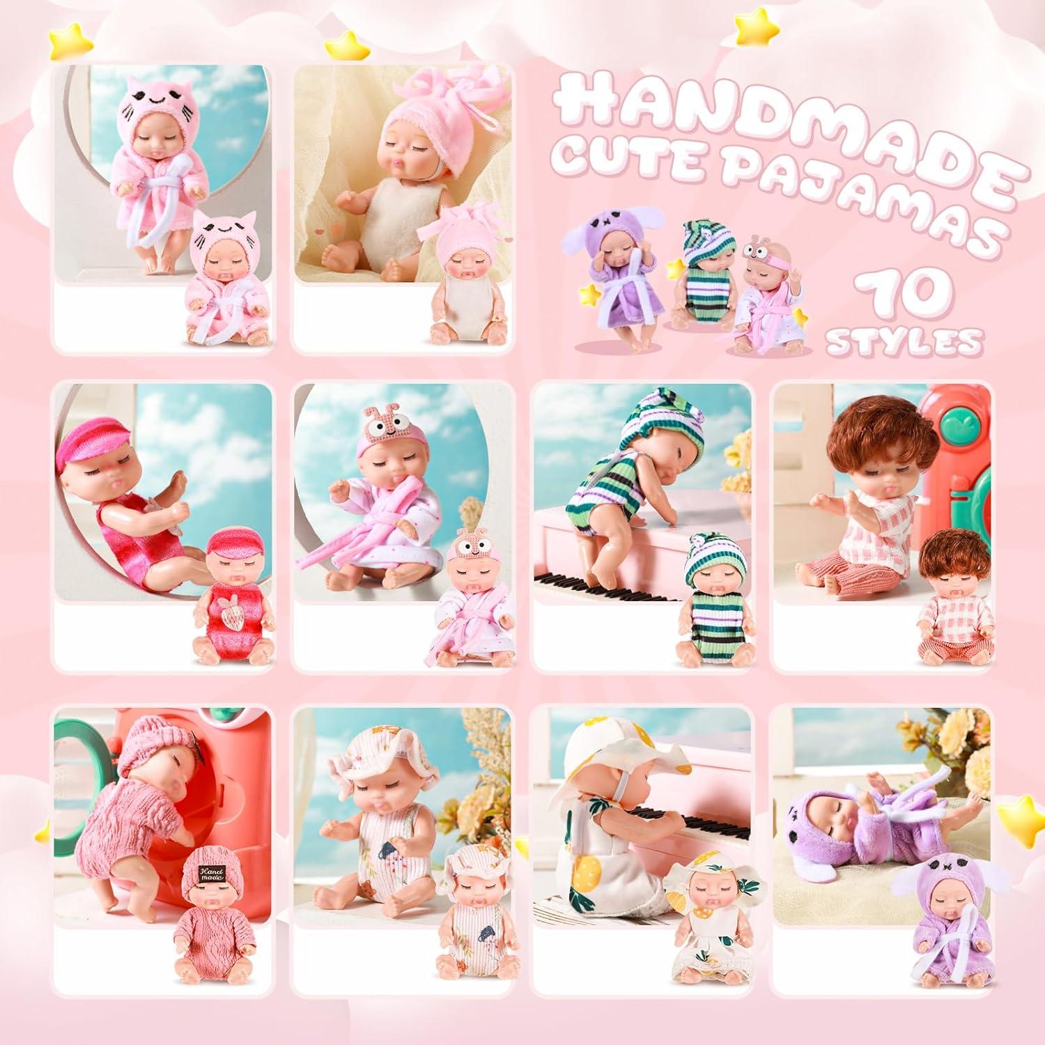 Muñecas Bebé Realistas Hanaive 10 Pcs 11 cm Ropa Variada
