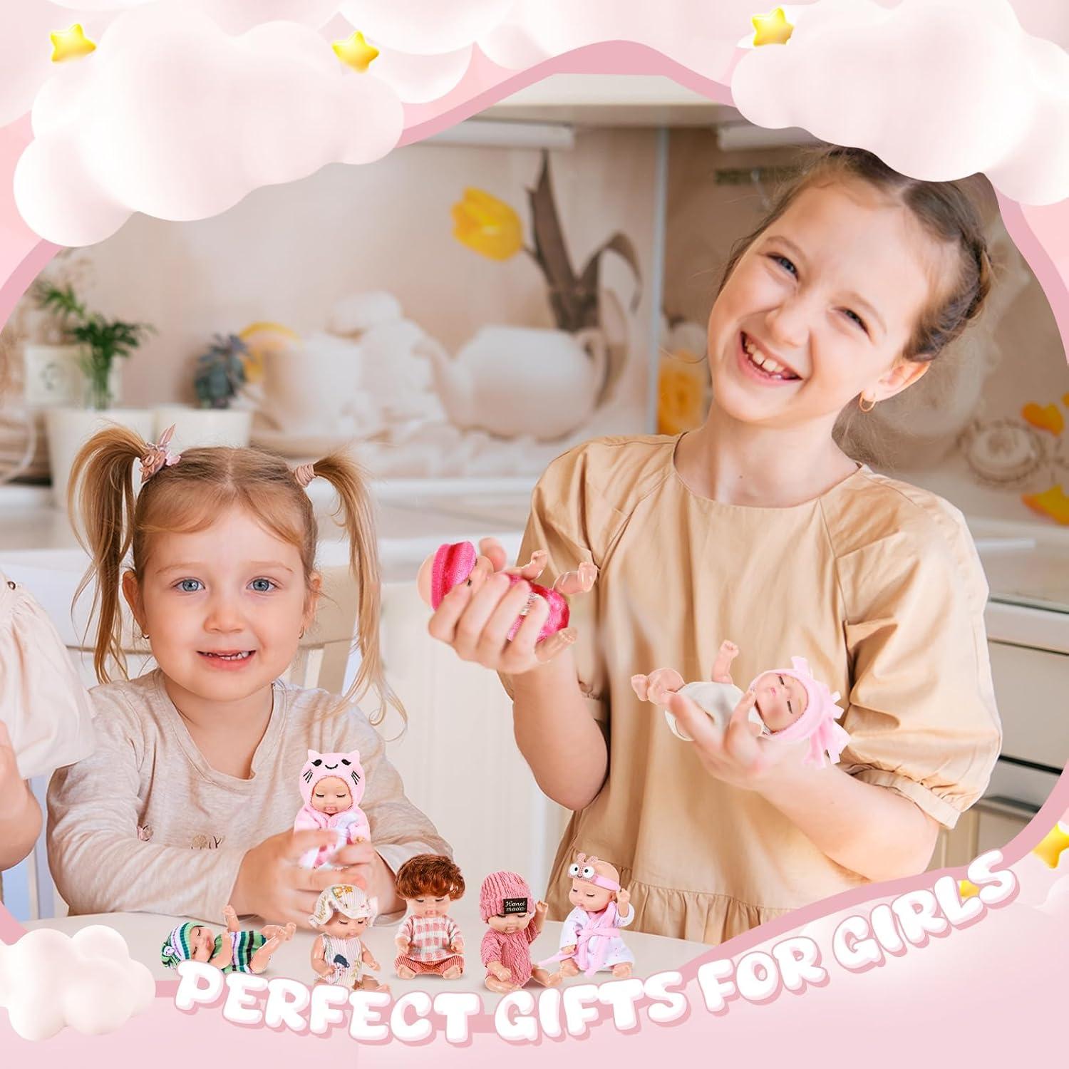 Muñecas Bebé Realistas Hanaive 10 Pcs 11 cm Ropa Variada