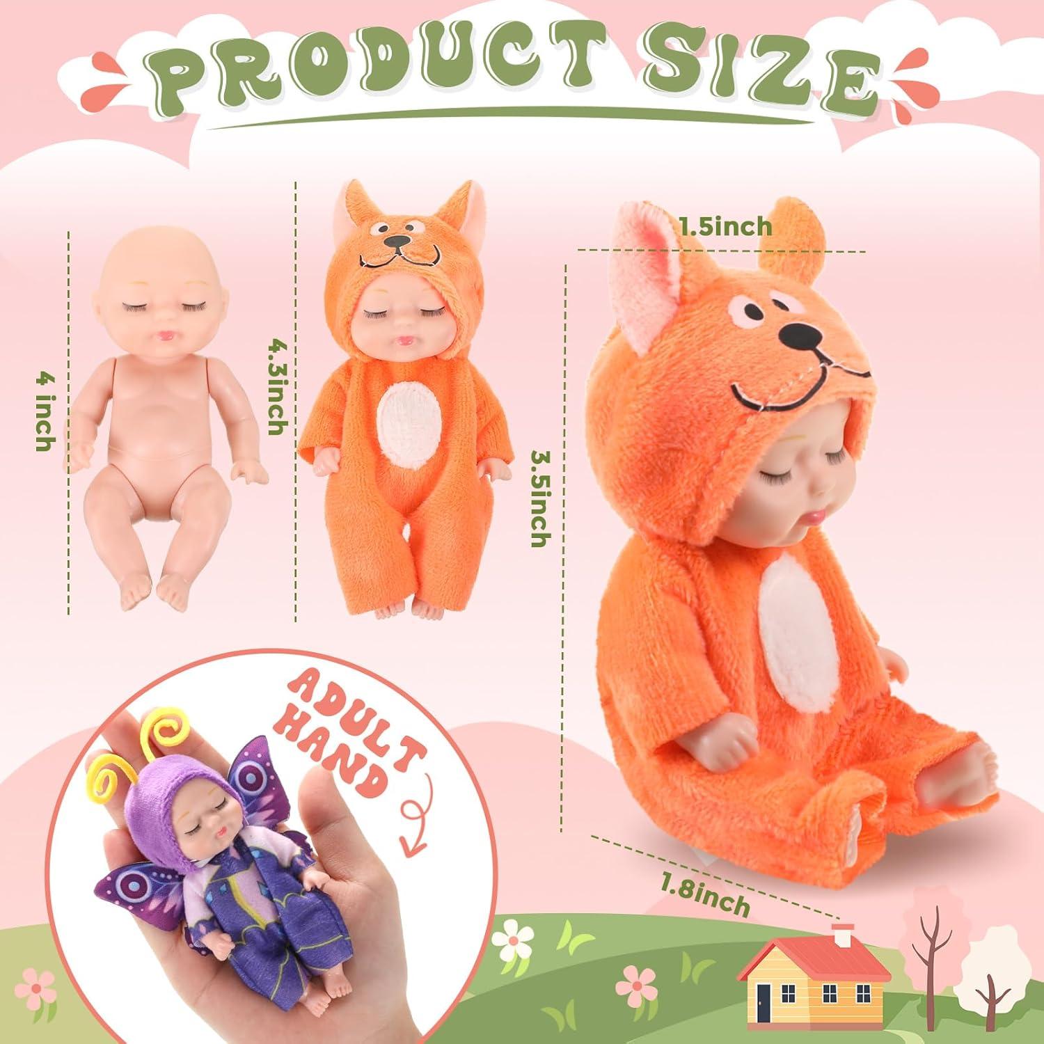 Muñecas Mini Bebé Hanaive 10 Pcs 11 cm Ropa de Animales